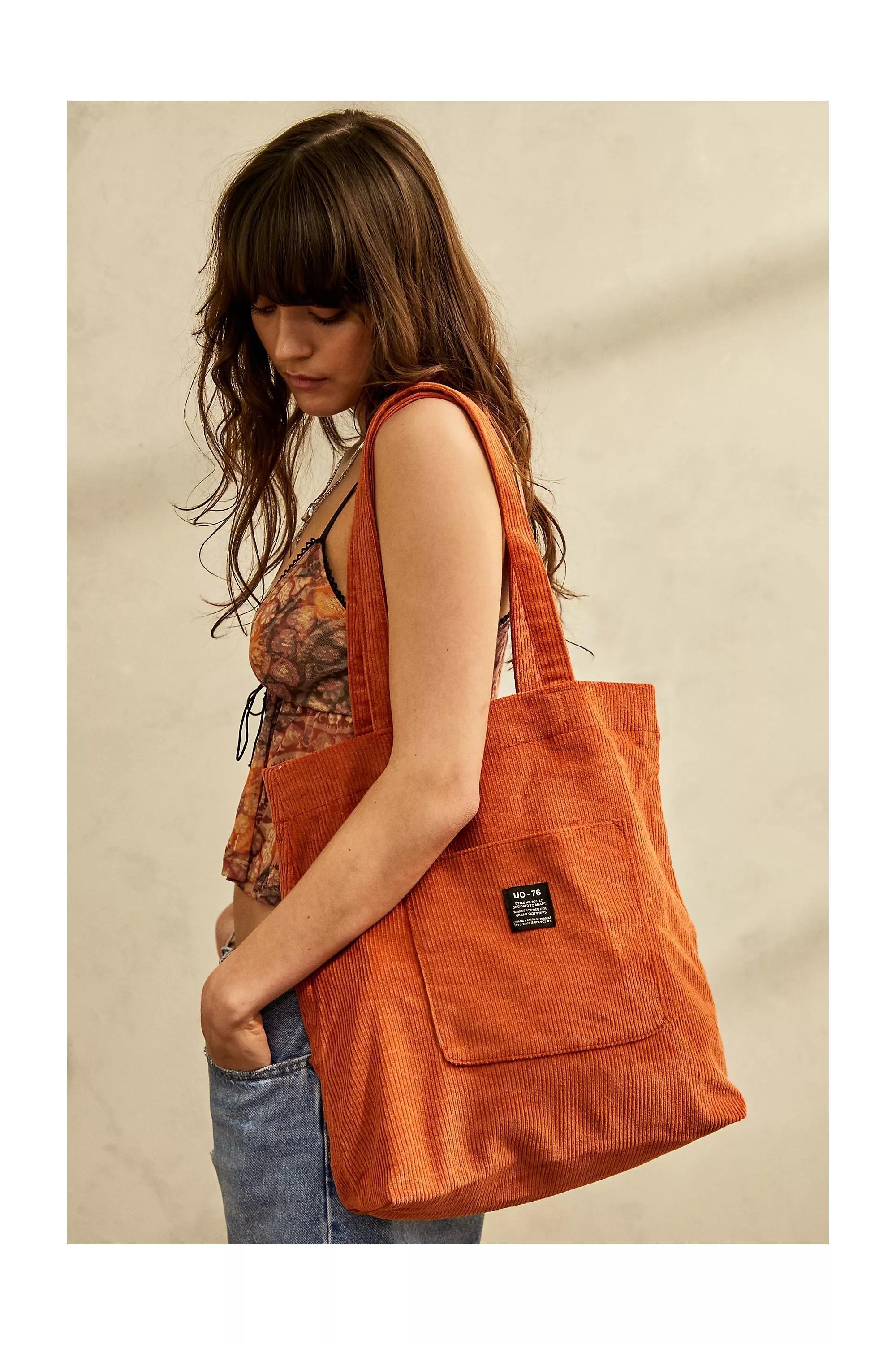 Orange Uo Pocket Cord Tote, ORANGE, large image number 0
