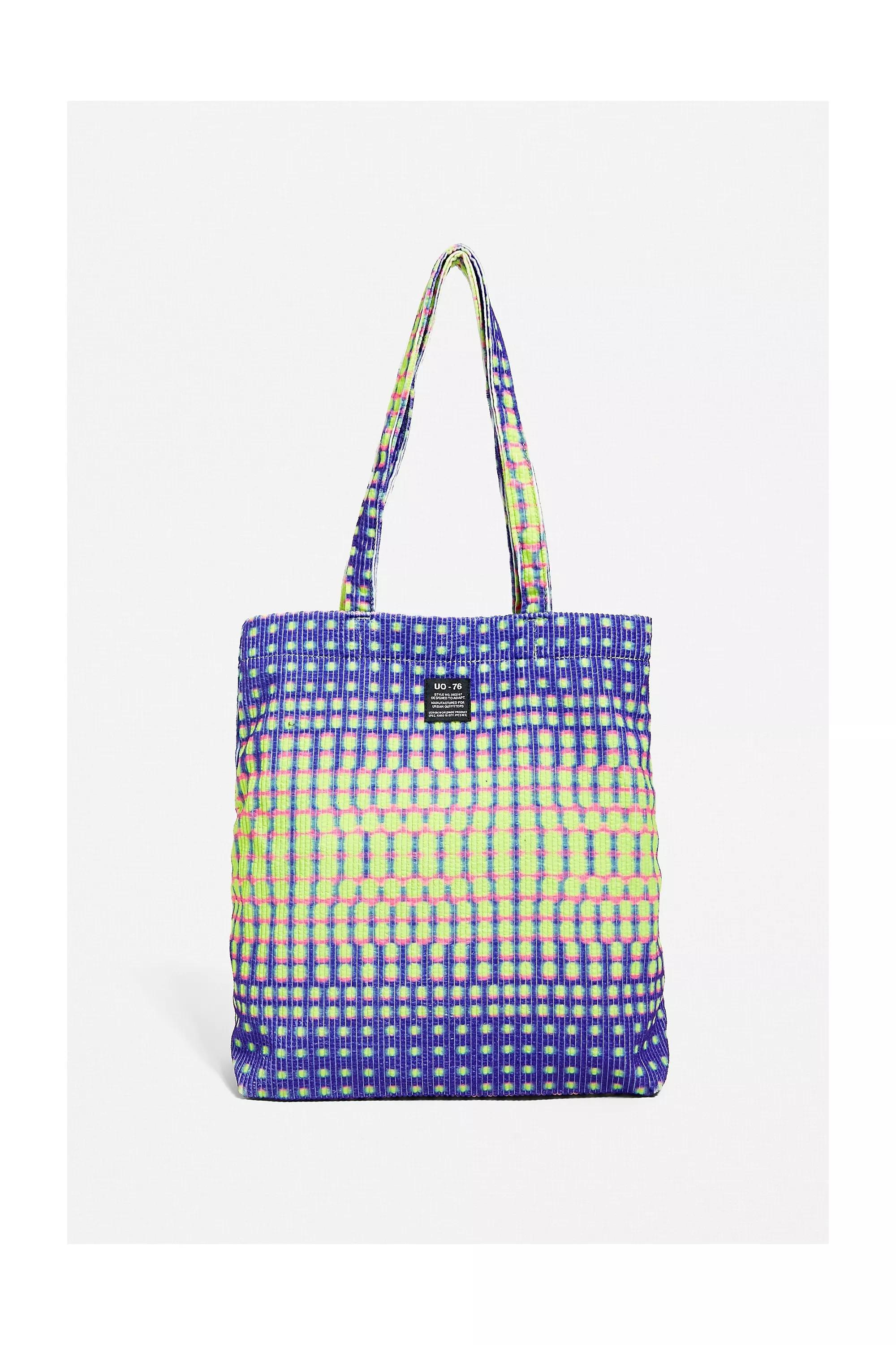 BLUE UO Metaverse Print Corduroy Pocket Tote Bag, , large image number 2
