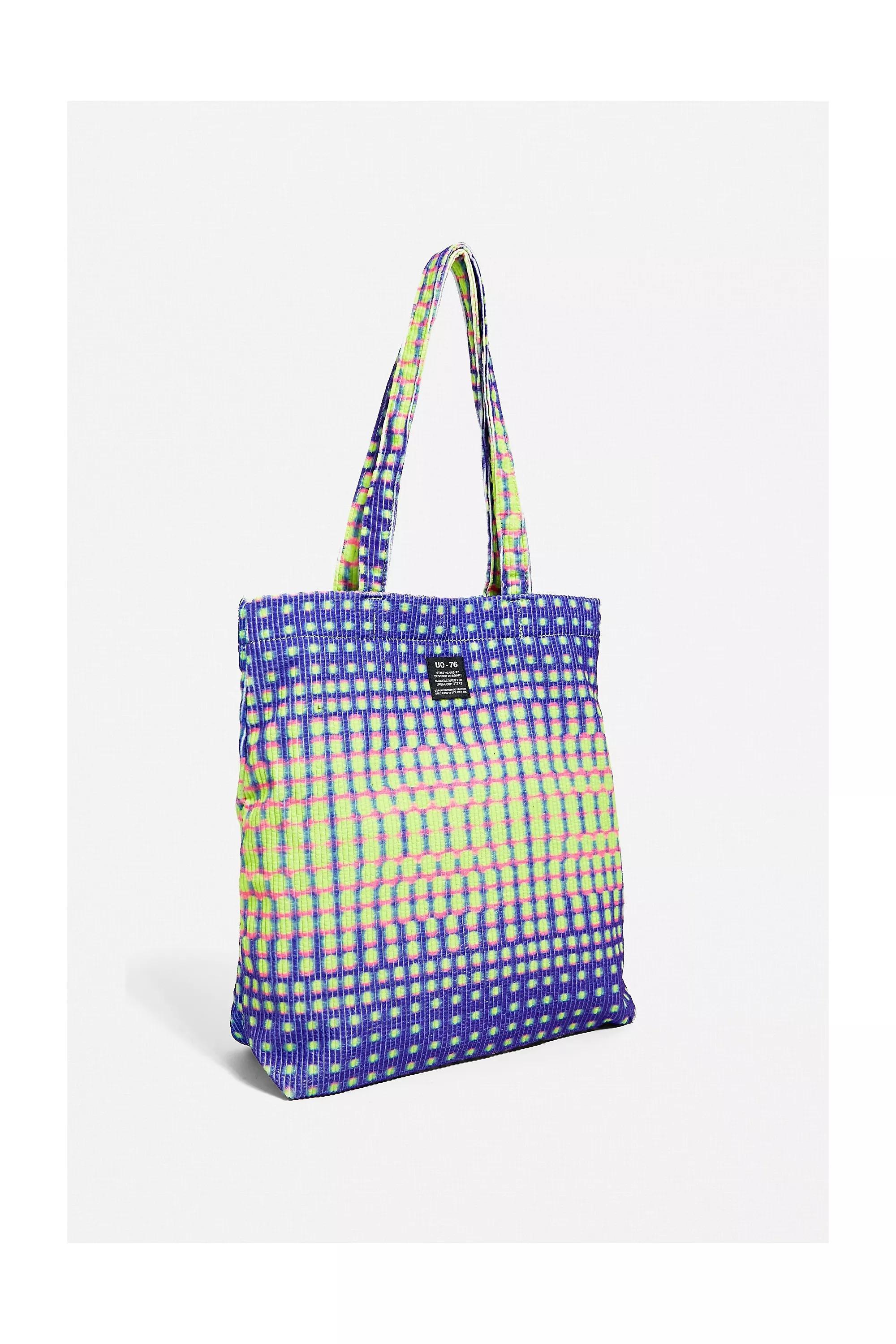 BLUE UO Metaverse Print Corduroy Pocket Tote Bag, , large image number 3