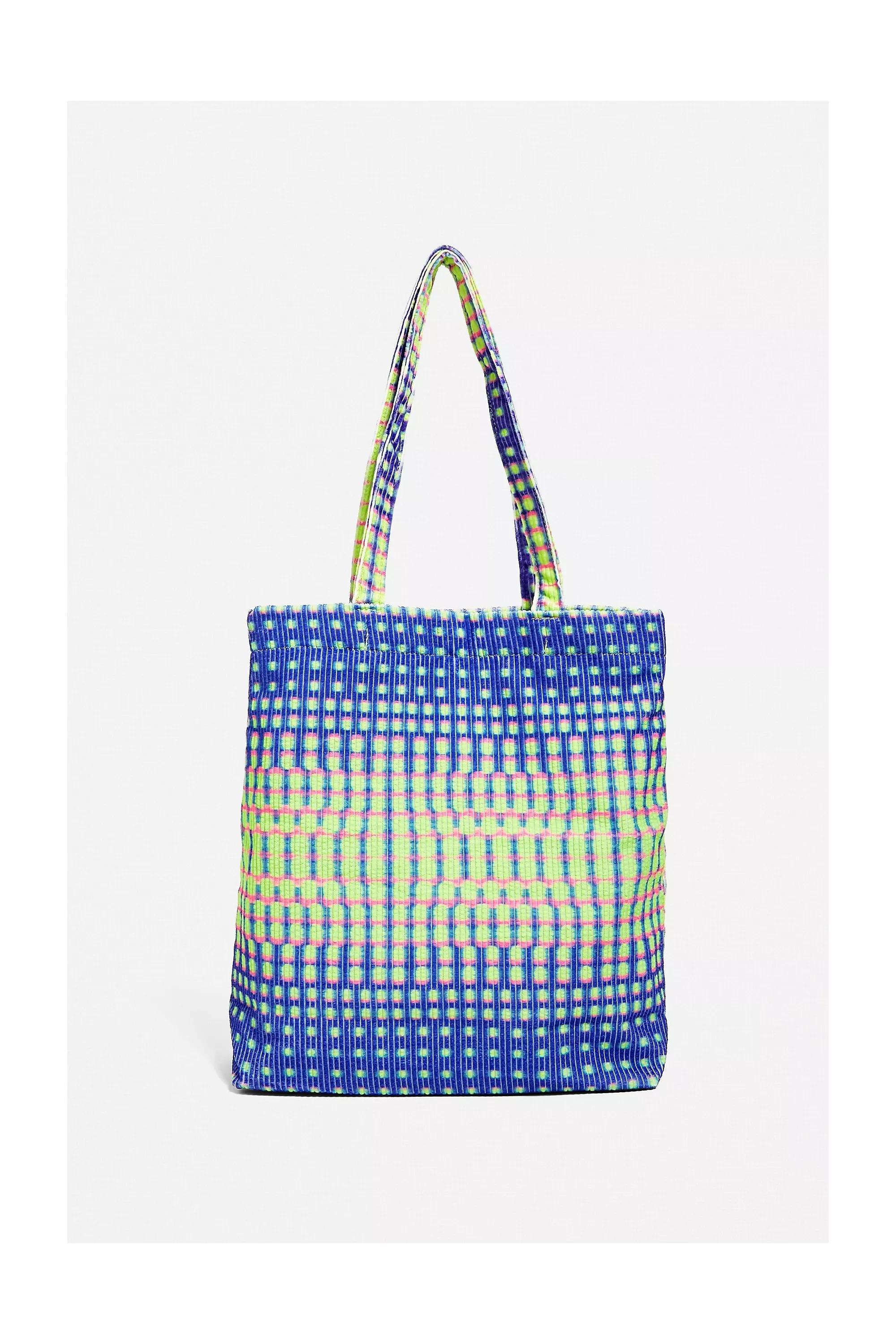 BLUE UO Metaverse Print Corduroy Pocket Tote Bag, , large image number 4