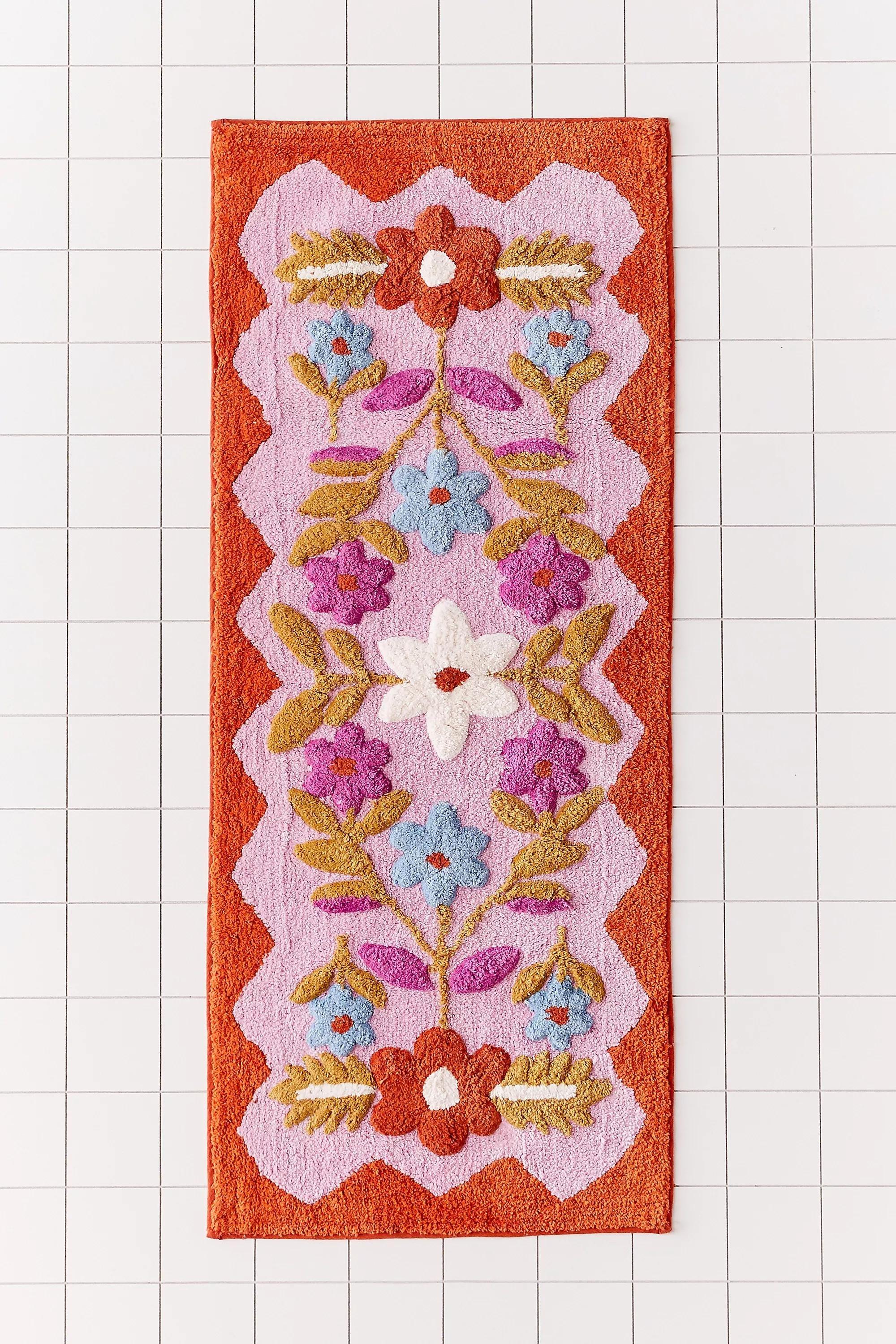 ORANGE Molly Folk Runner Bath Mat, , large image number 0