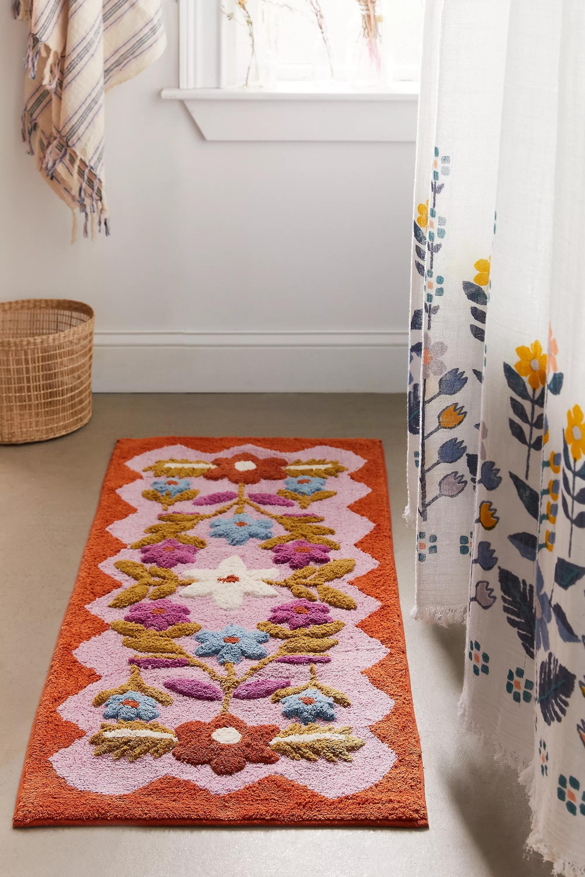 ORANGE Molly Folk Runner Bath Mat, , large image number 1