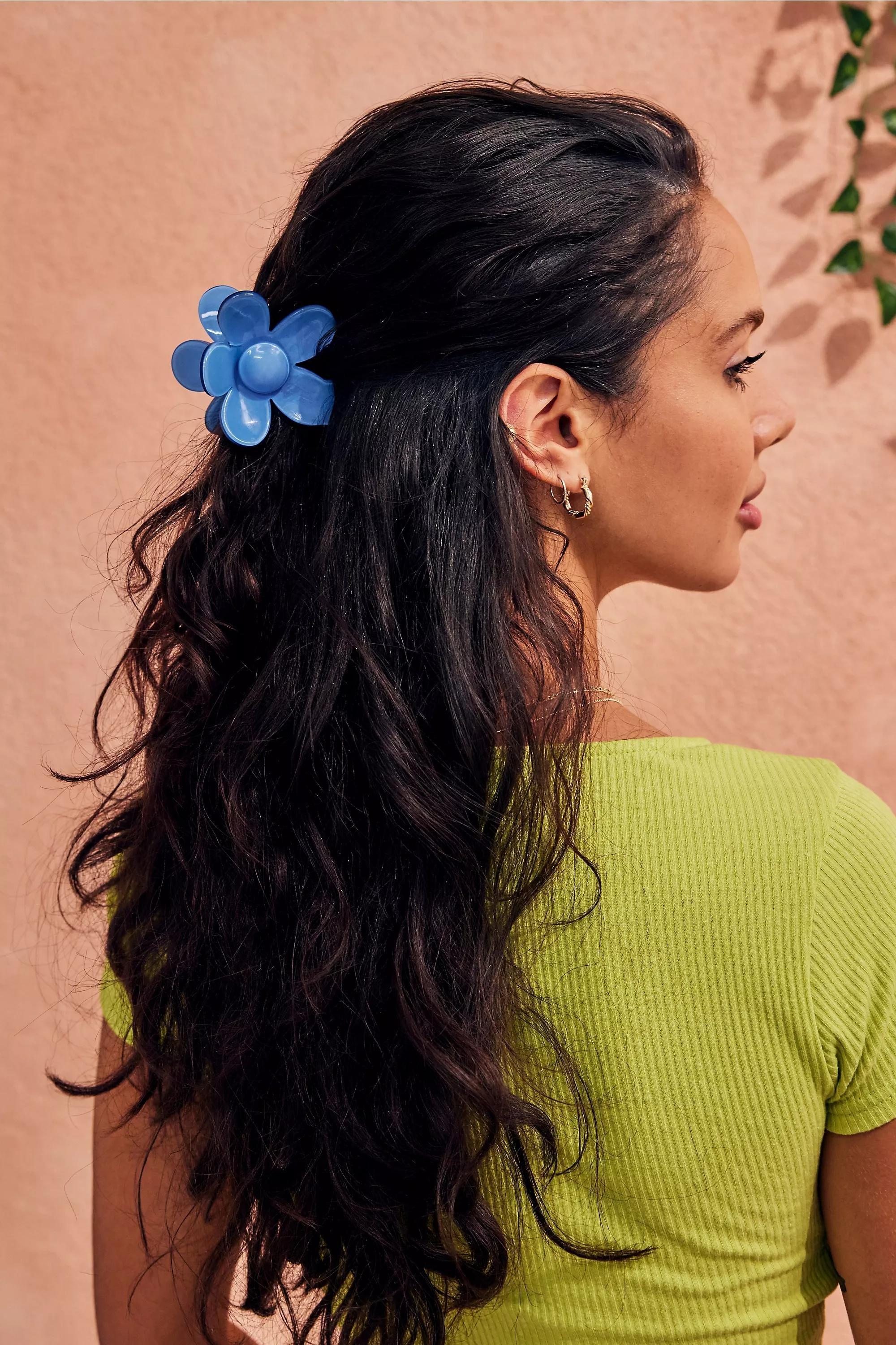 BLUE Bloom Floral Claw Clip, , large image number 1