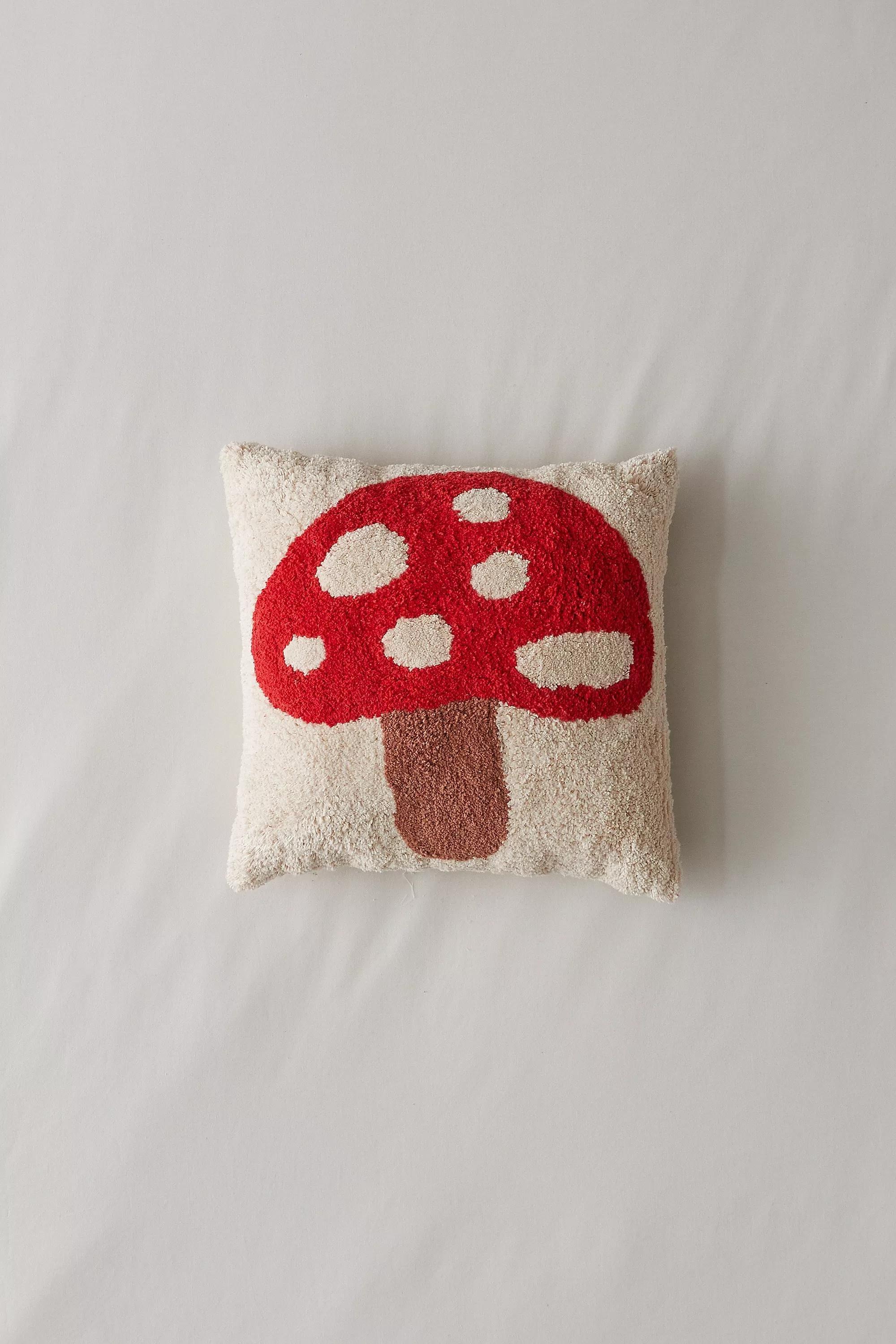 Red Mini Mushroom Tufted Square Cushion, RED, large image number 1