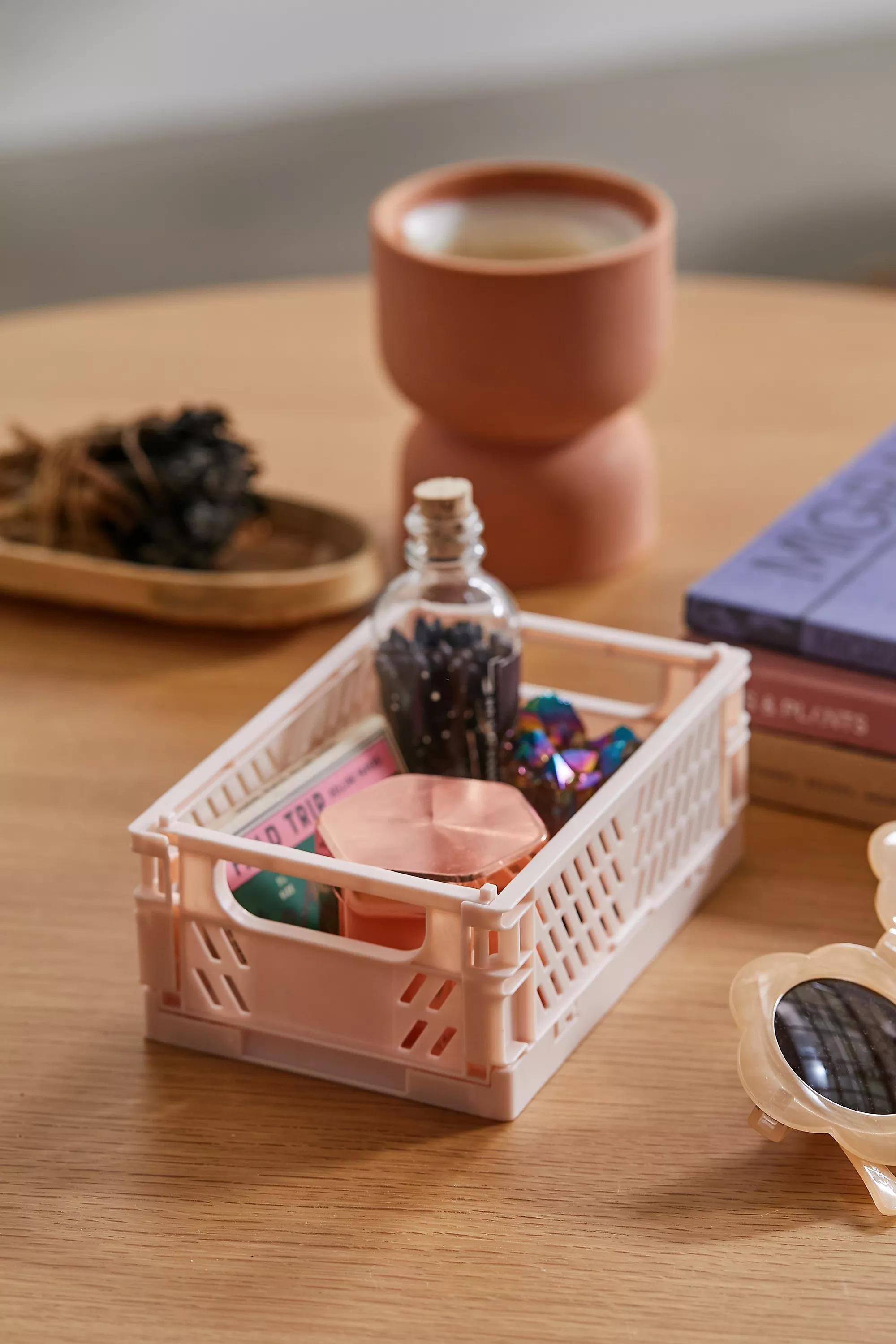 Pink Extra-Small Folding Storage Crate, , large image number 0