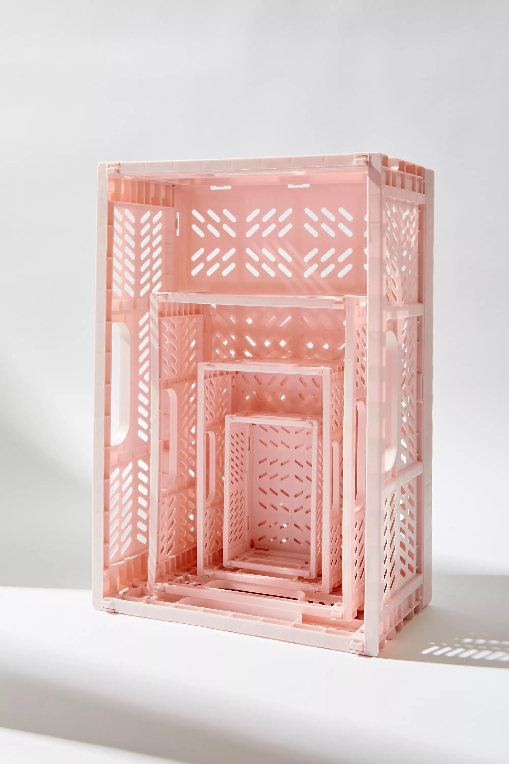 Pink Extra-Small Folding Storage Crate, , large image number 2