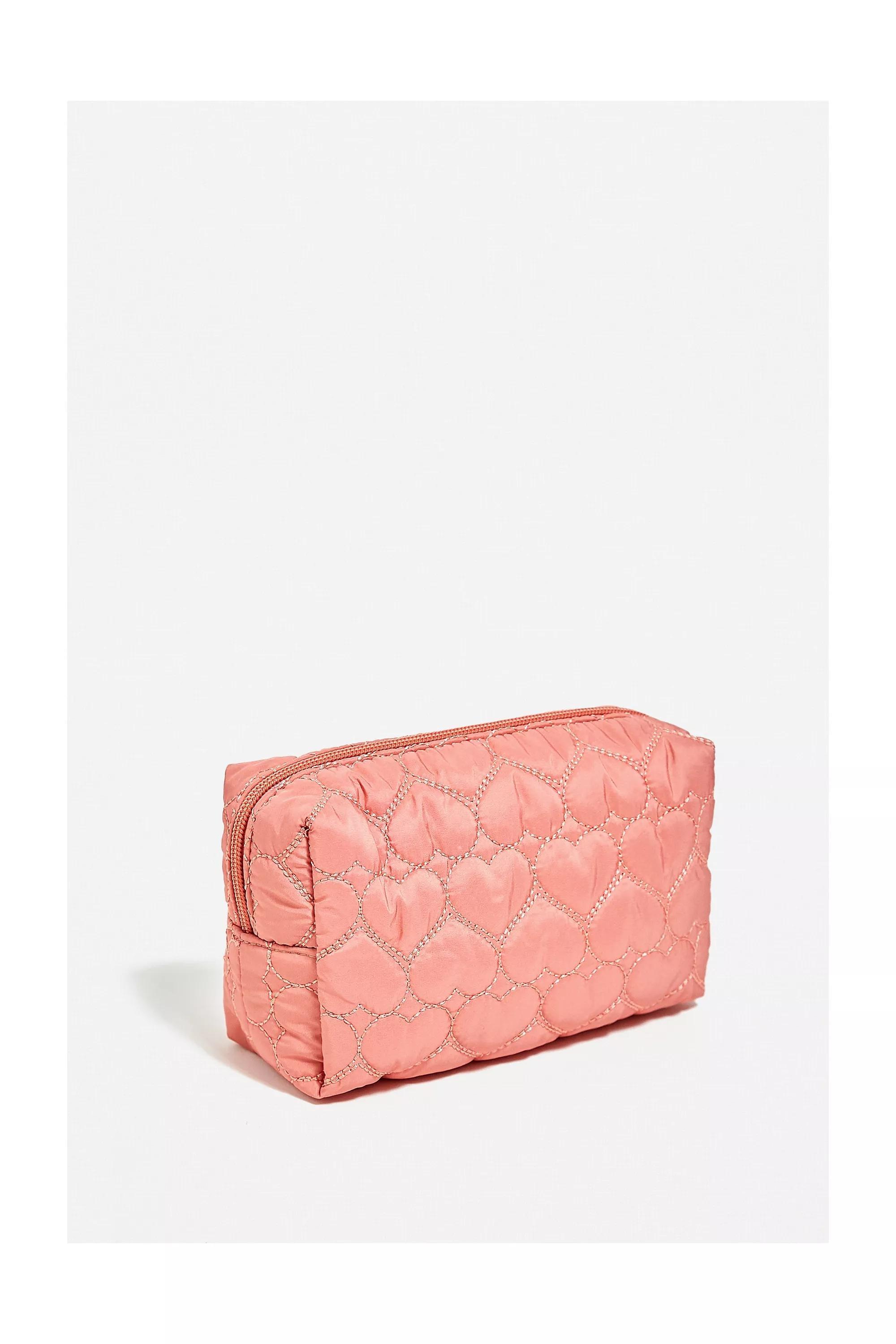 Pink Quilted Heart Makeup Bag, , large image number 1
