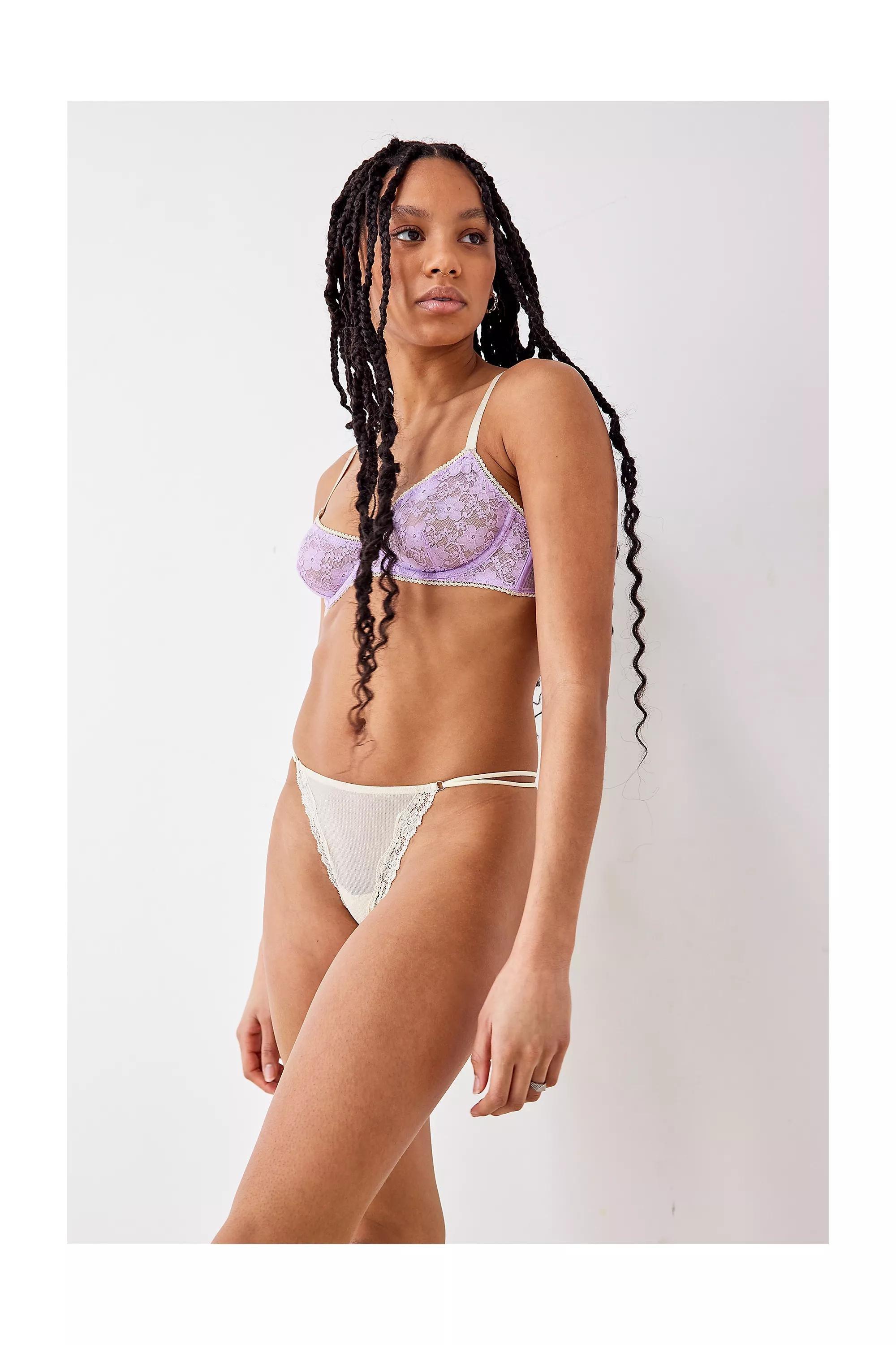 Urban Outfitters Cream Strappy Mesh Thong