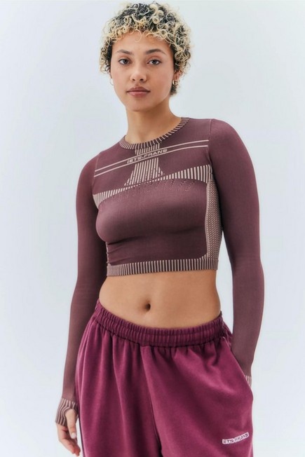 Urban Outfitters - Brown Iets Frans... Lara Long-Sleeved Tie-Back Top