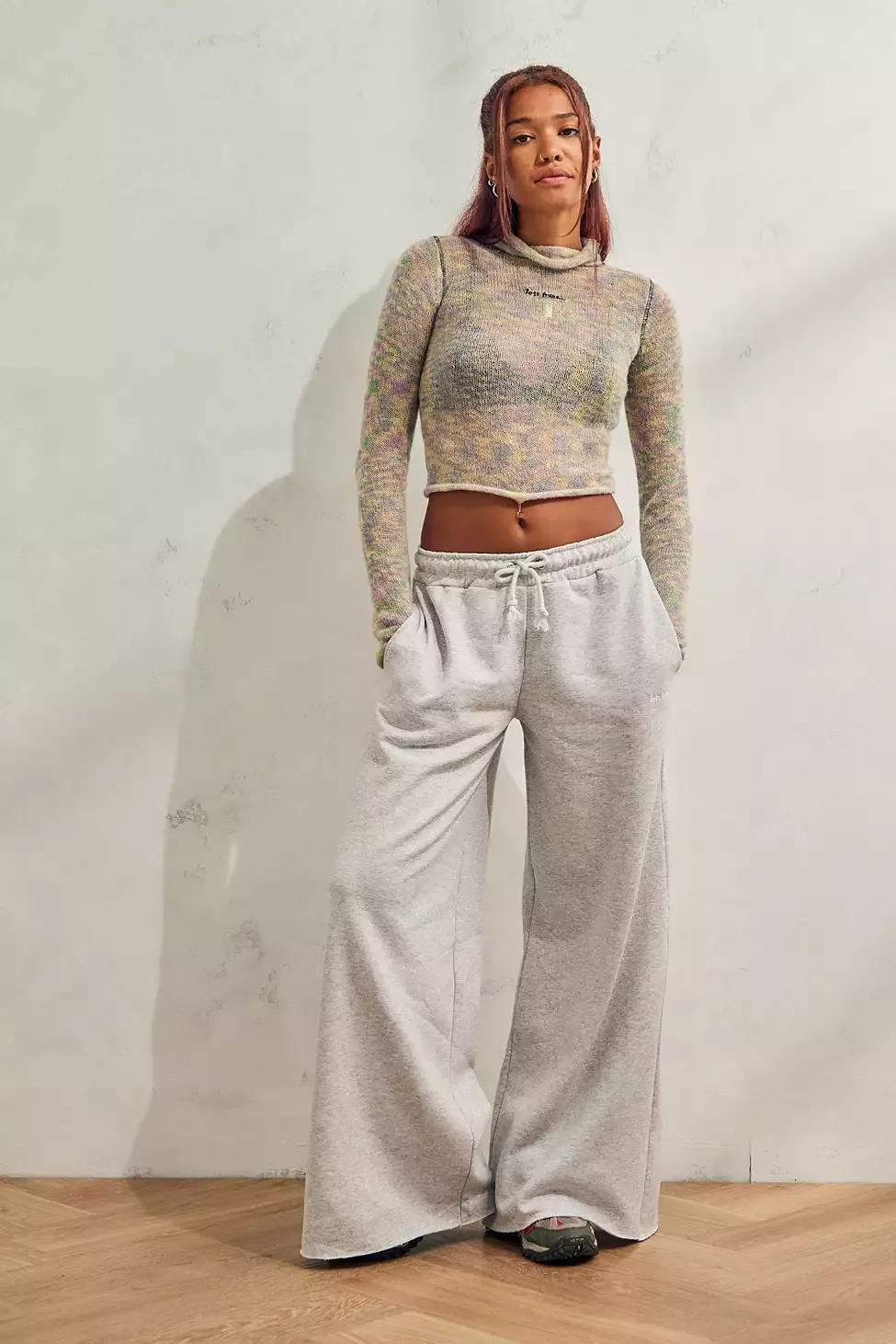 Wide leg grey discount joggers