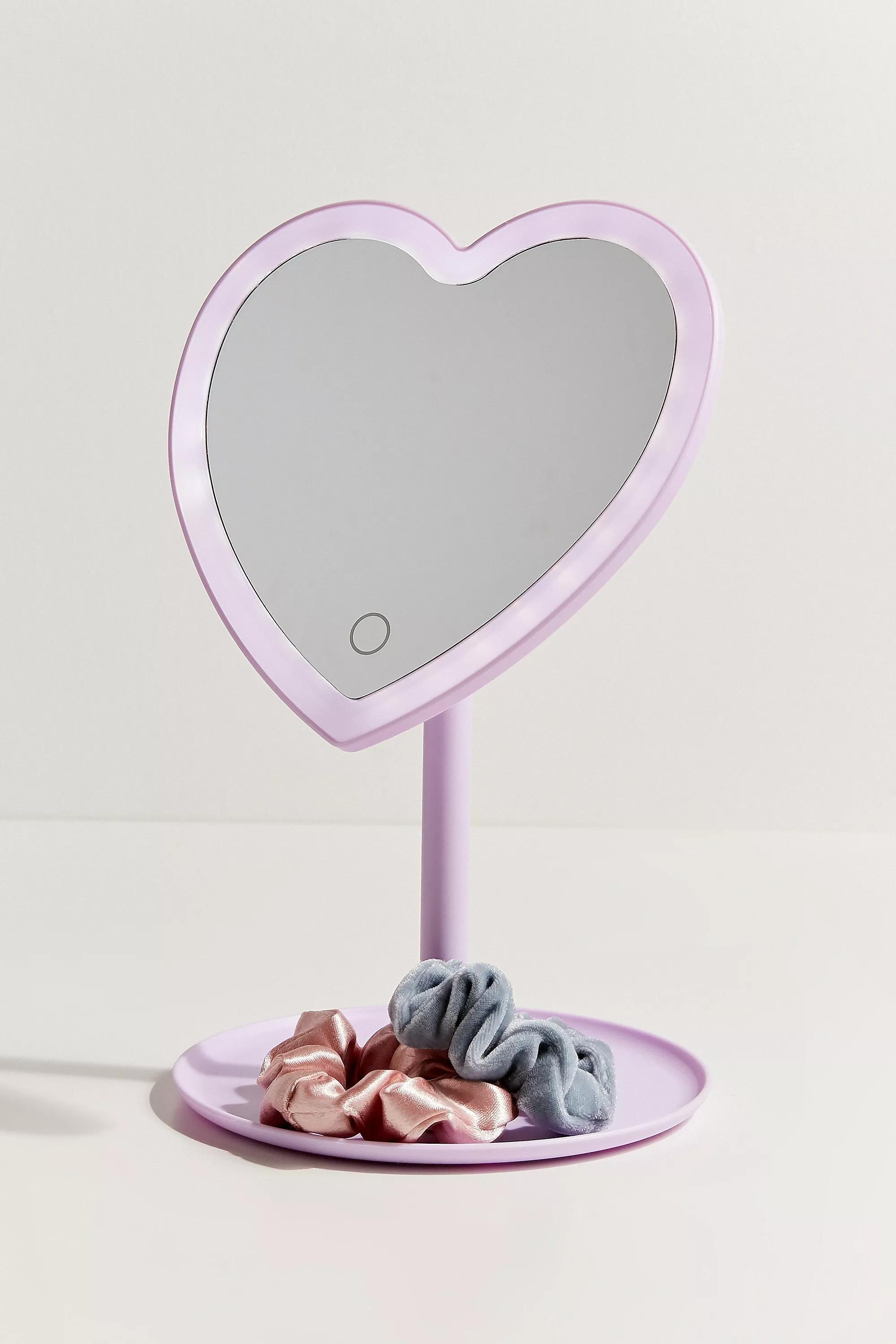 Purple Le Led Heart Tabletop Mirror, LILAC, large image number 0