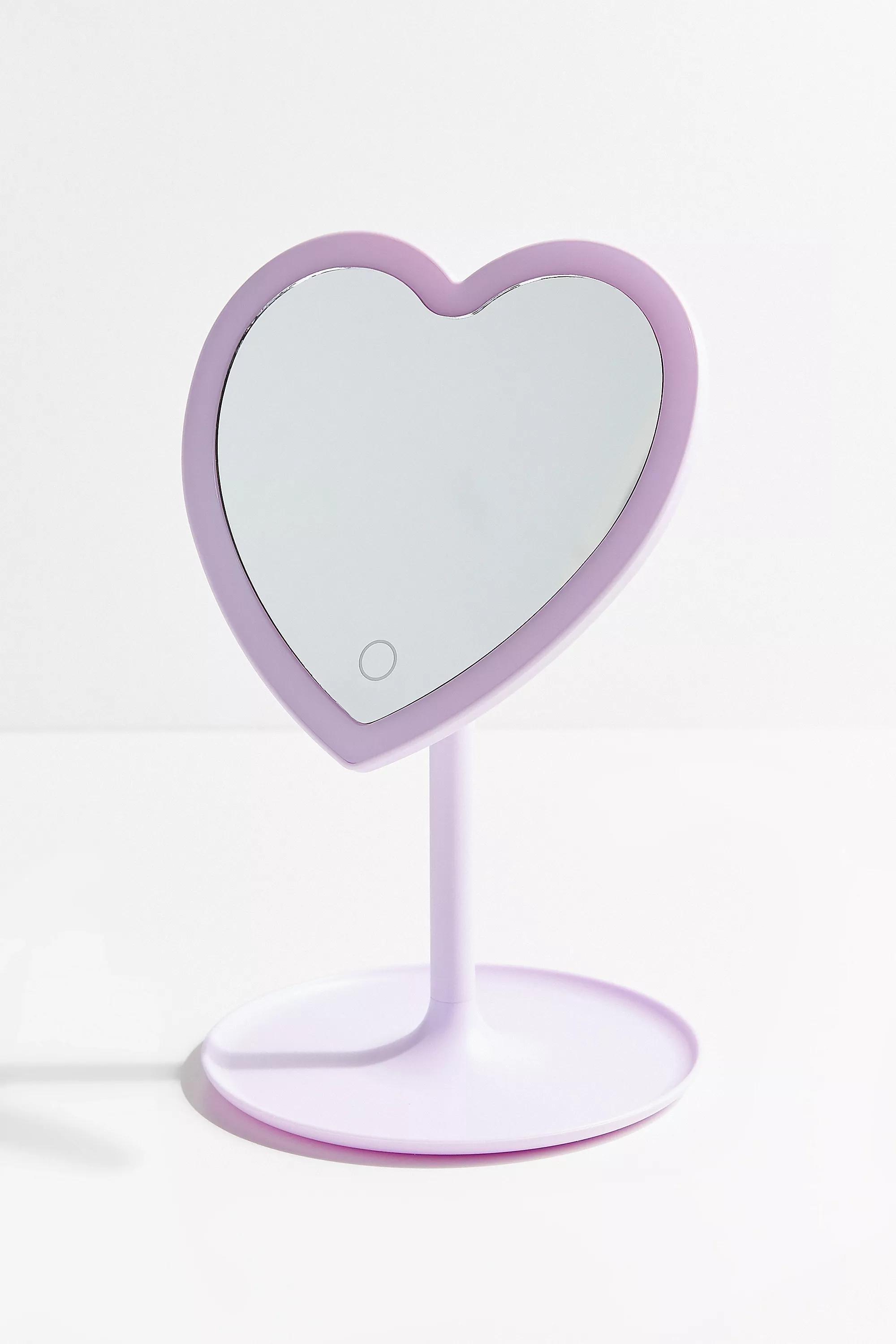 Purple Le Led Heart Tabletop Mirror, LILAC, large image number 1