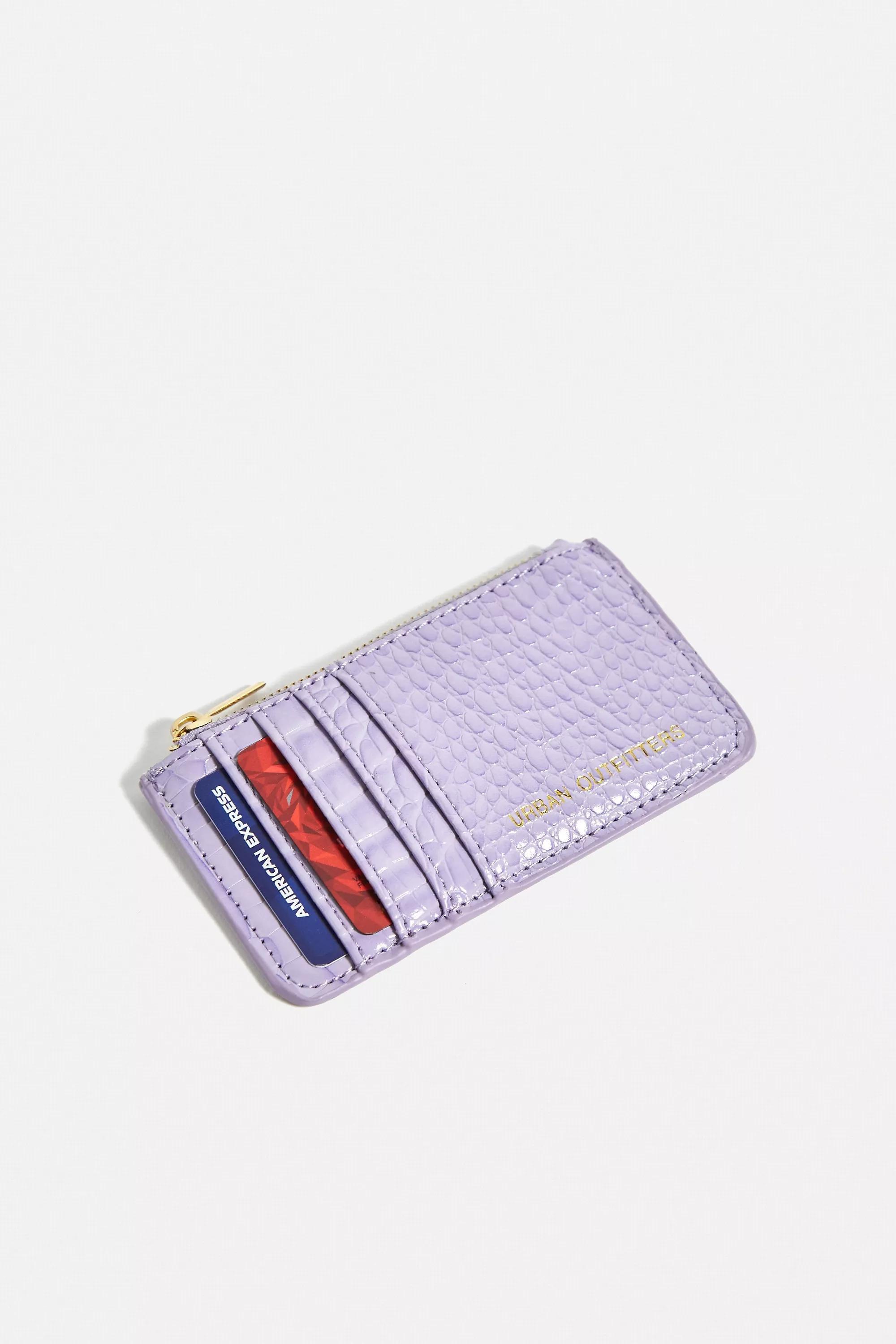 Purple Faux Croc Cardholder, , large image number 1