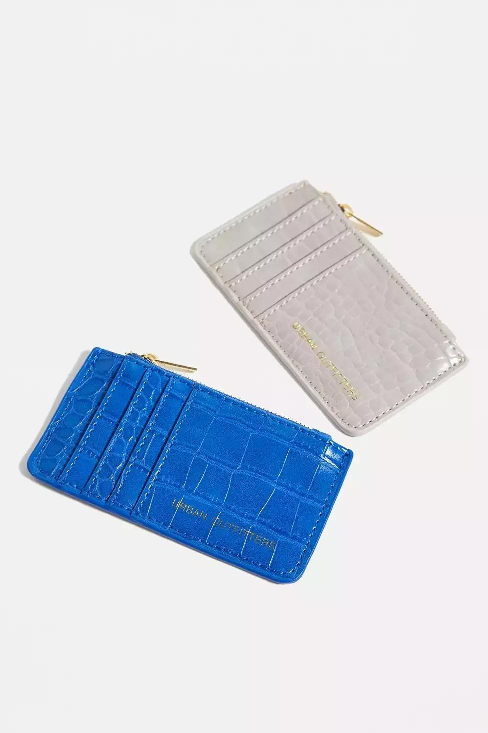 Blue Uo Faux Croc Cardholder, , large image number 1