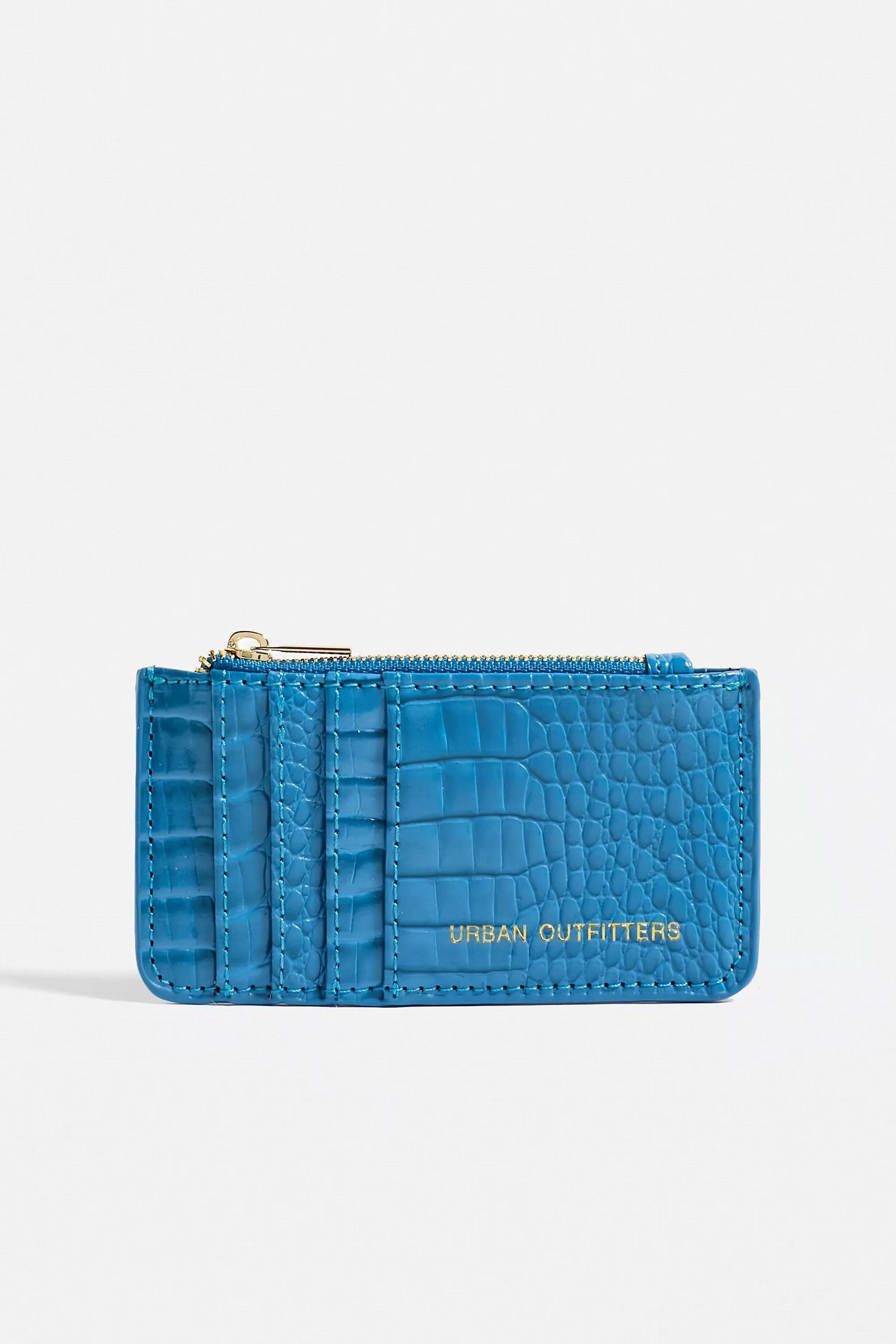 Blue Faux Croc Cardholder, , large image number 0
