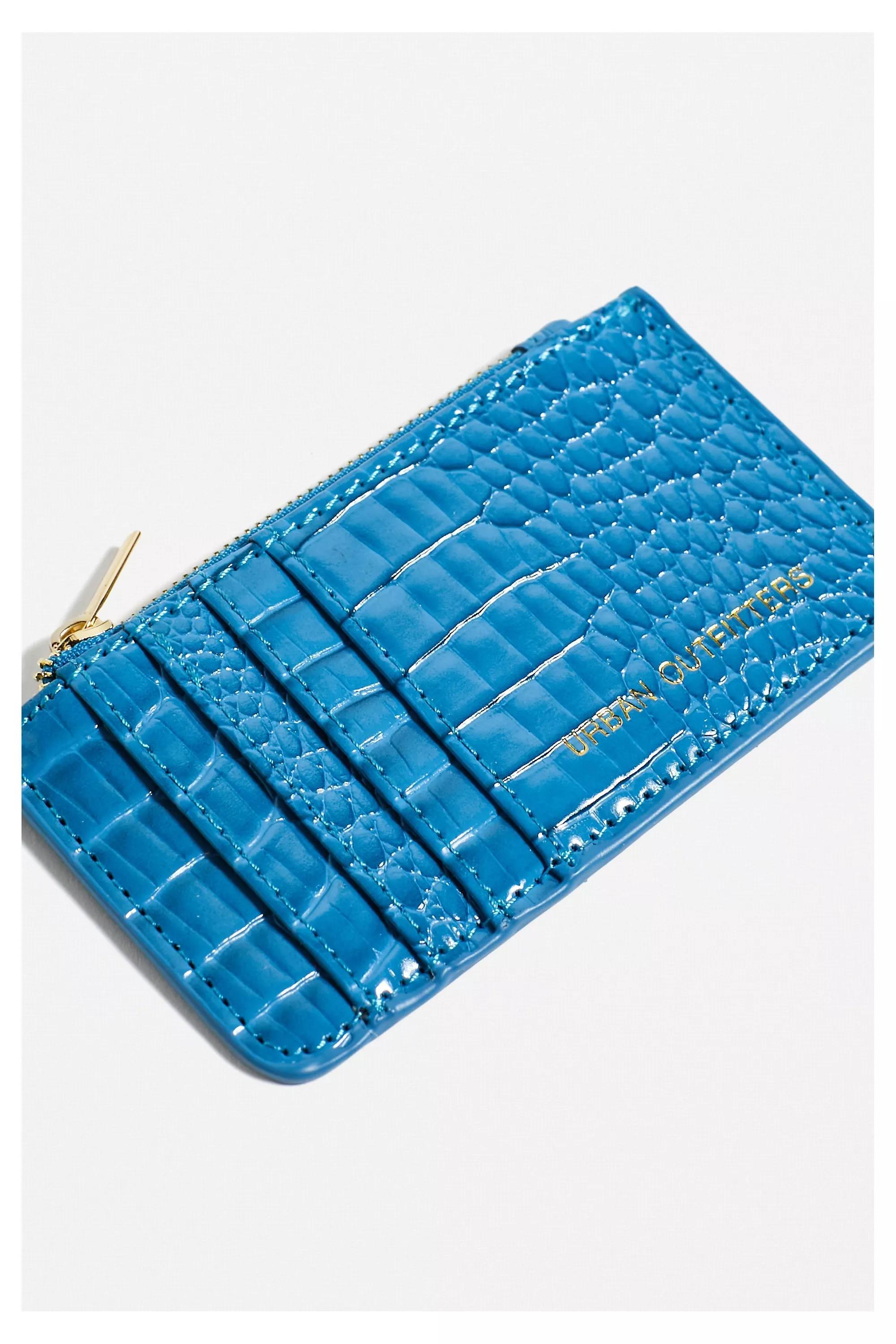 Blue Faux Croc Cardholder, , large image number 1