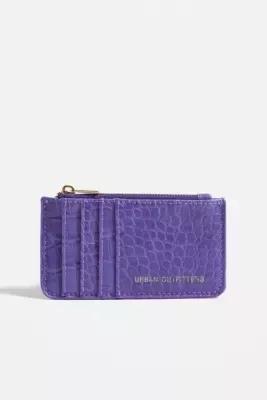 Purple Uo Faux Croc Cardholder, , large image number 0