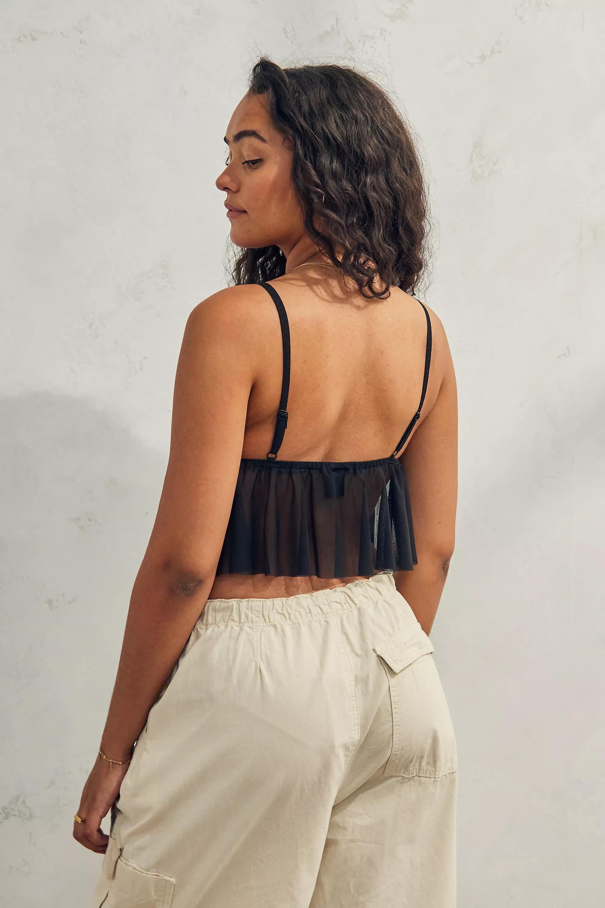 Black Uo Lila Mesh Babydoll Cami Top, , large image number 1