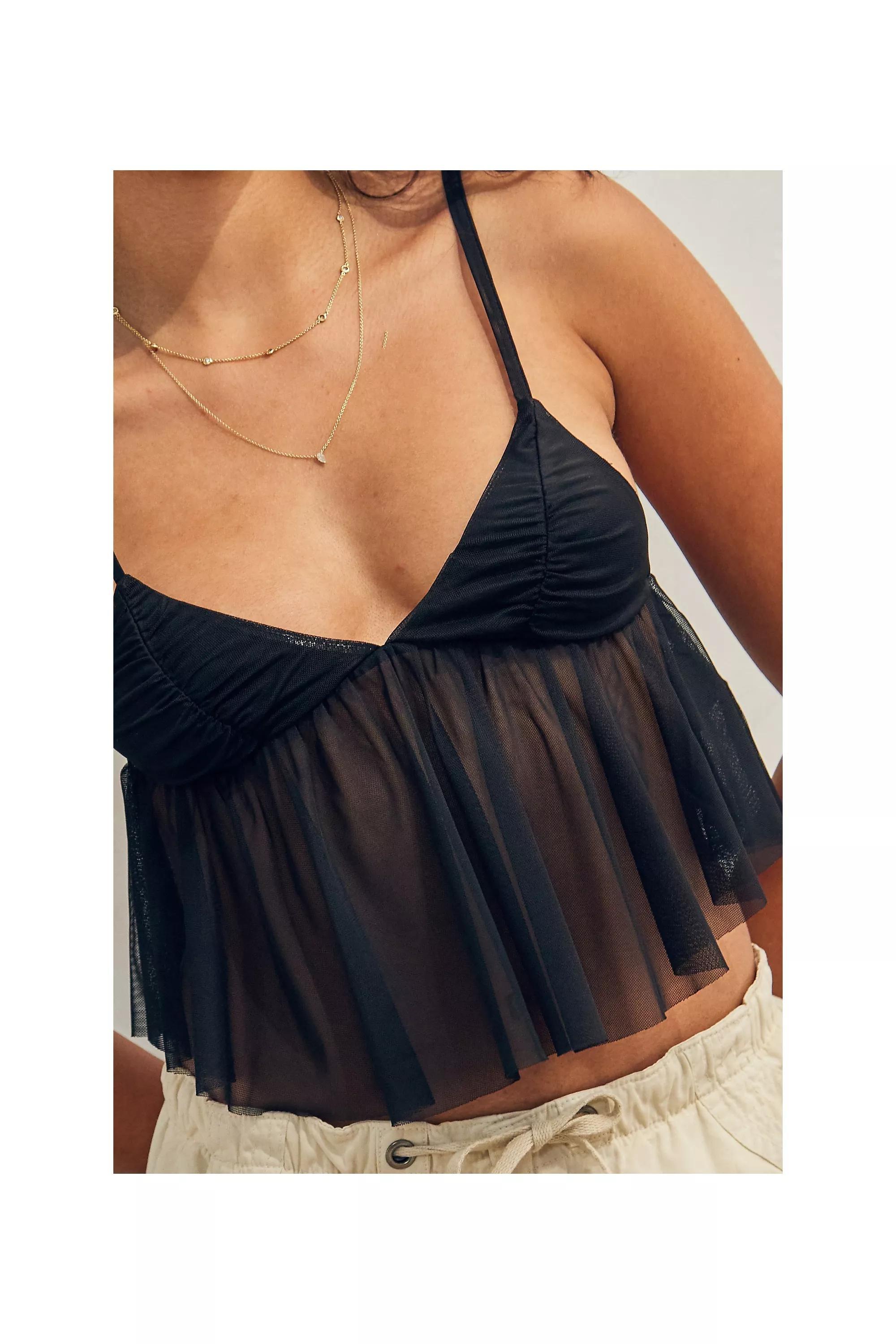 Black Uo Lila Mesh Babydoll Cami Top, , large image number 2