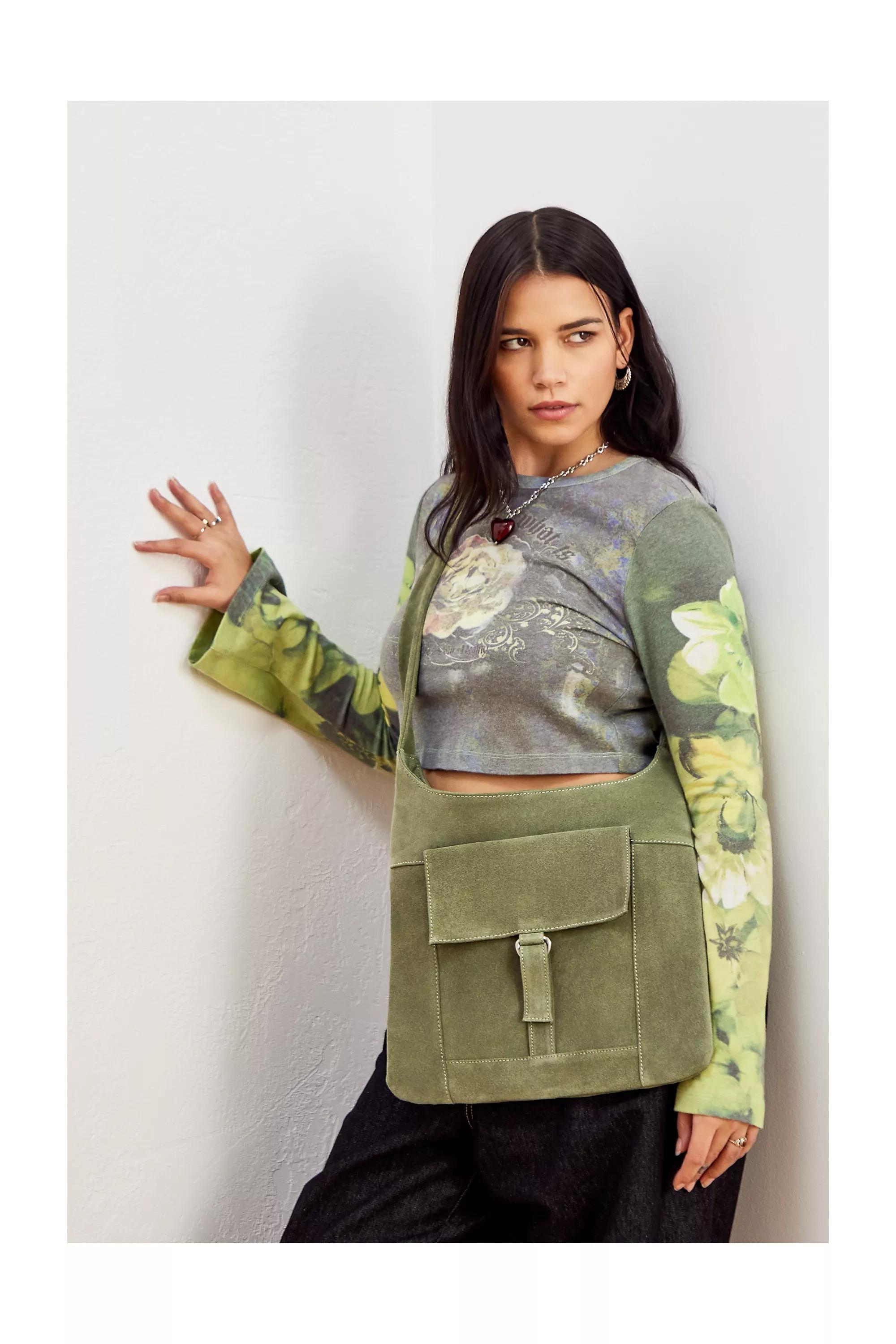 Green Uo Suede Pocket Crossbody Bag, , large image number 0