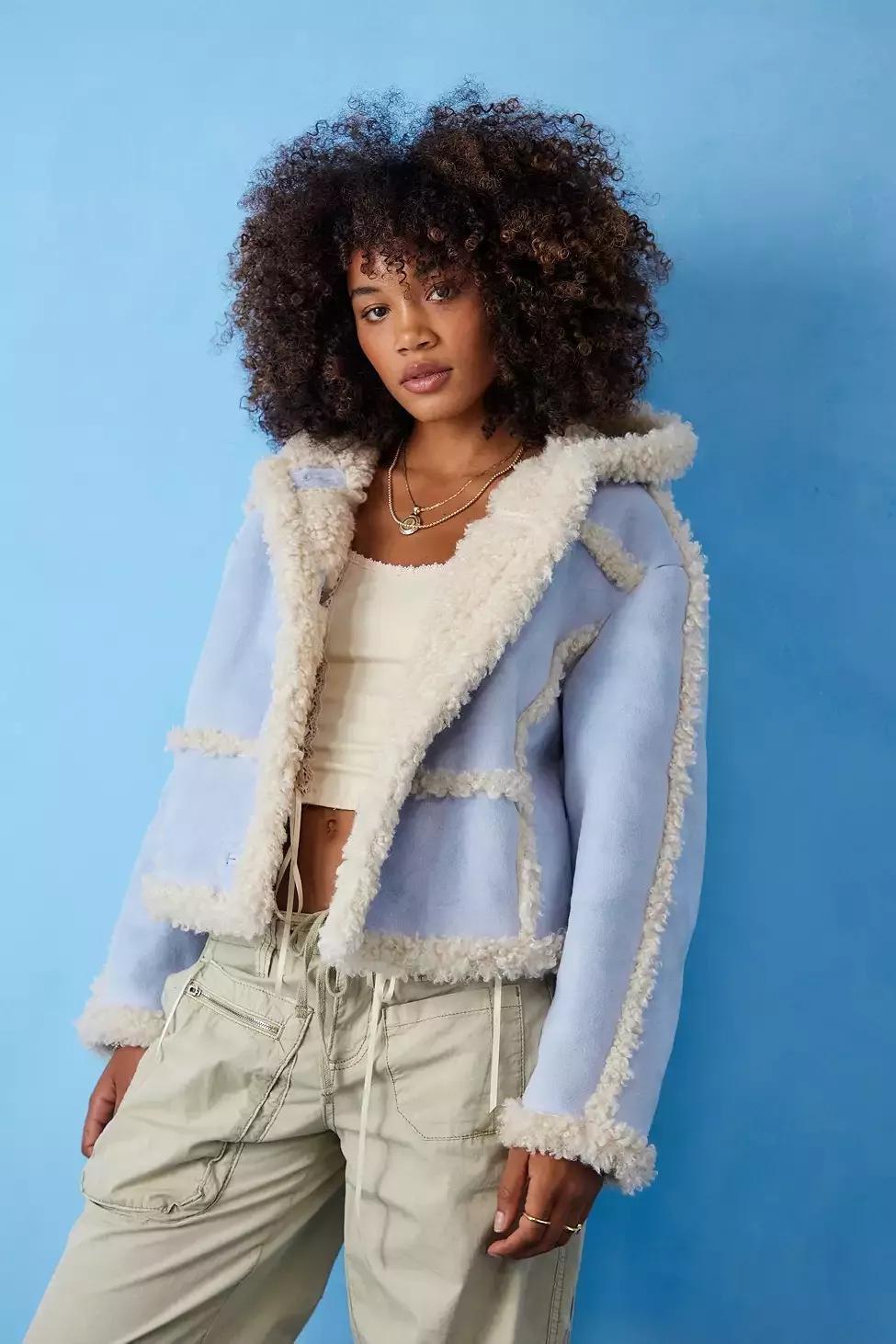 Shearling clearance trim jacket