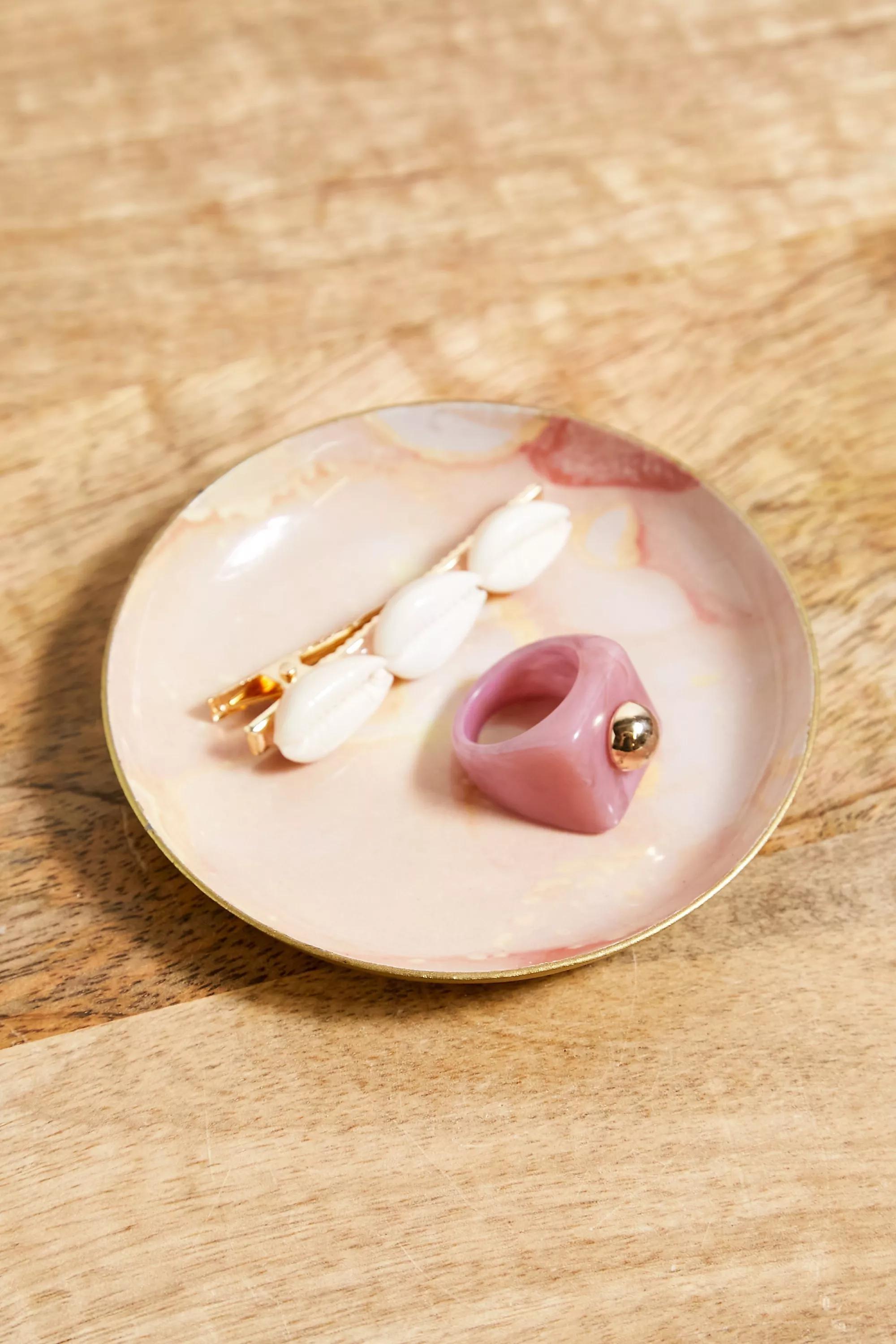 Pink Rose Agate Trinket Tray, , large image number 0