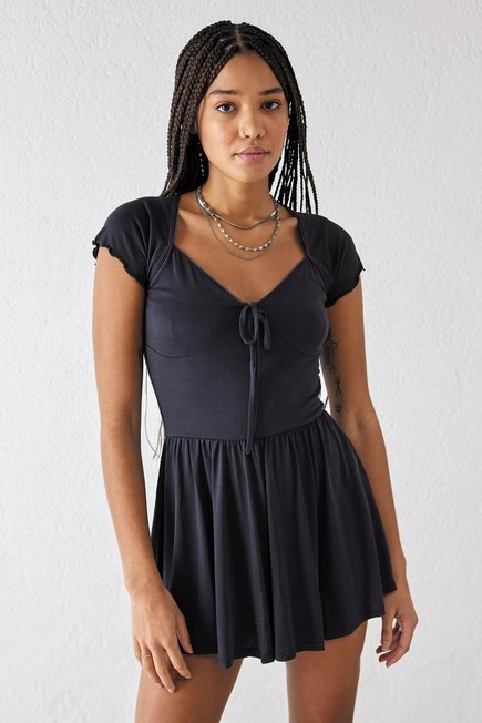 Urban Outfitters - Black Uo Milly Cupro Playsuit