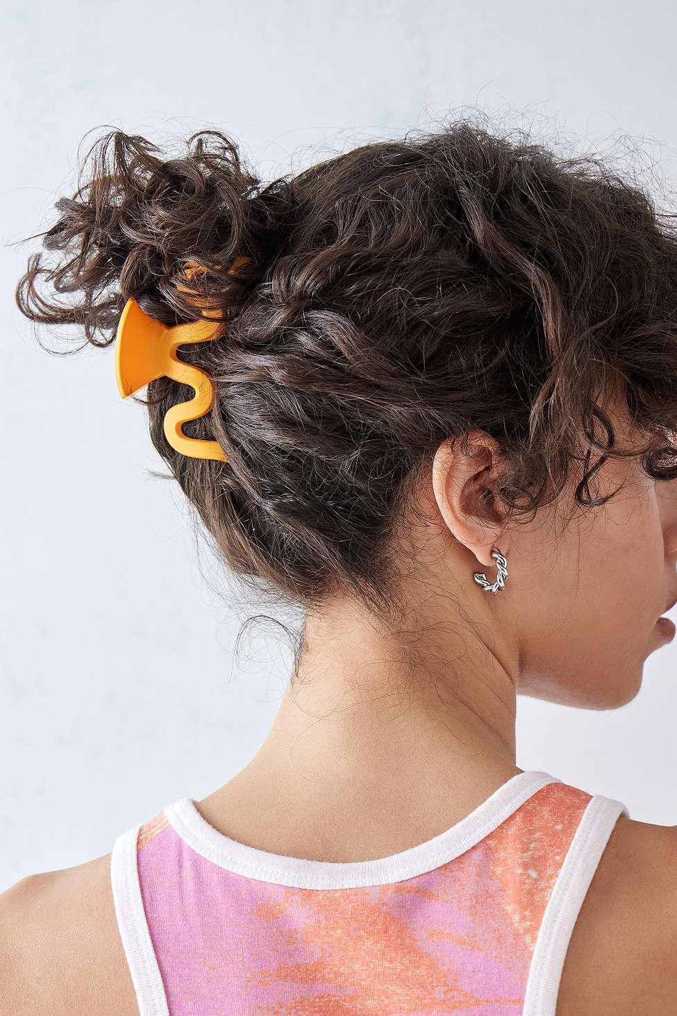 Orange Matte Wave Claw Clip, , large image number 0