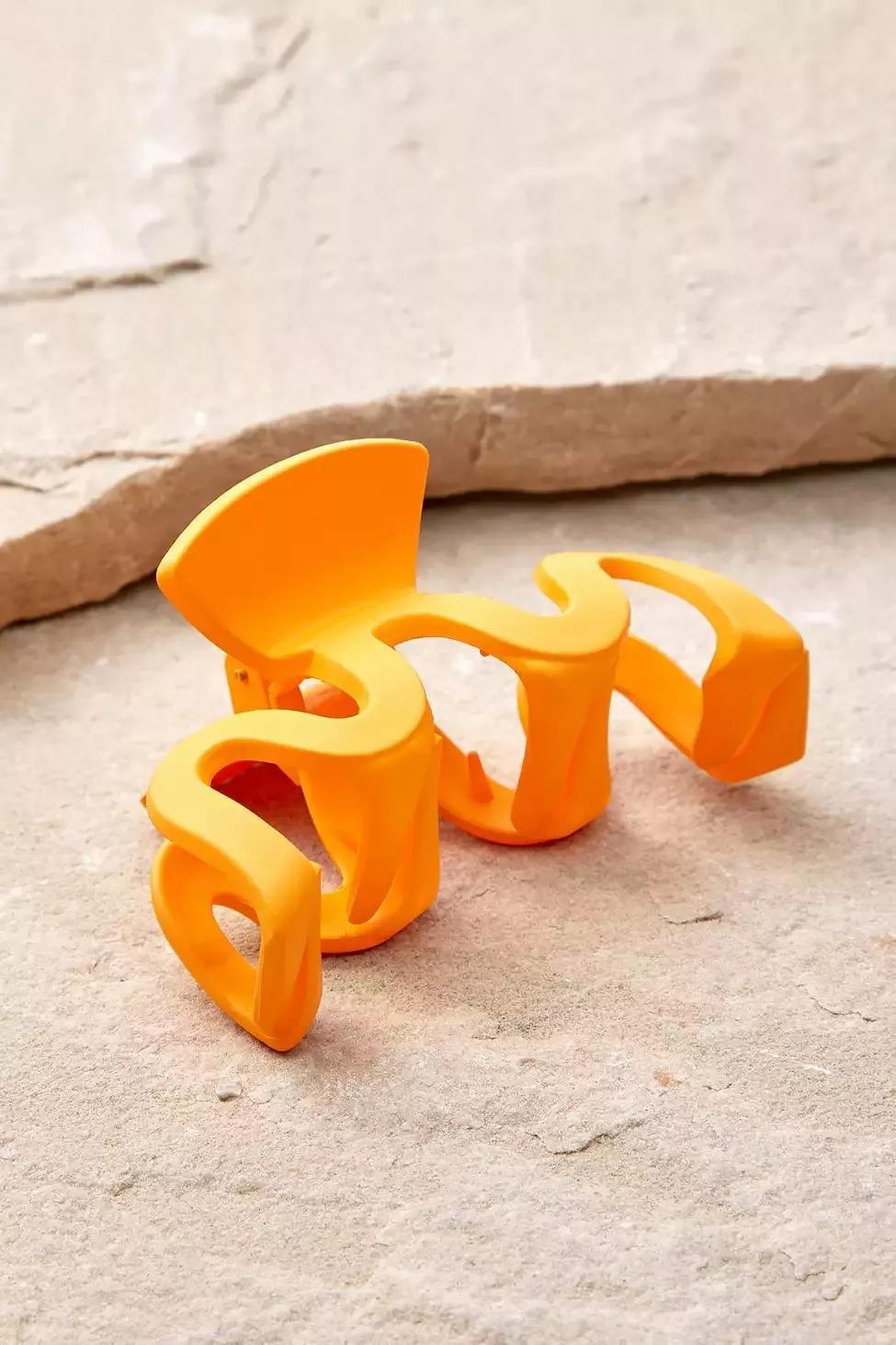 Orange Matte Wave Claw Clip, , large image number 1