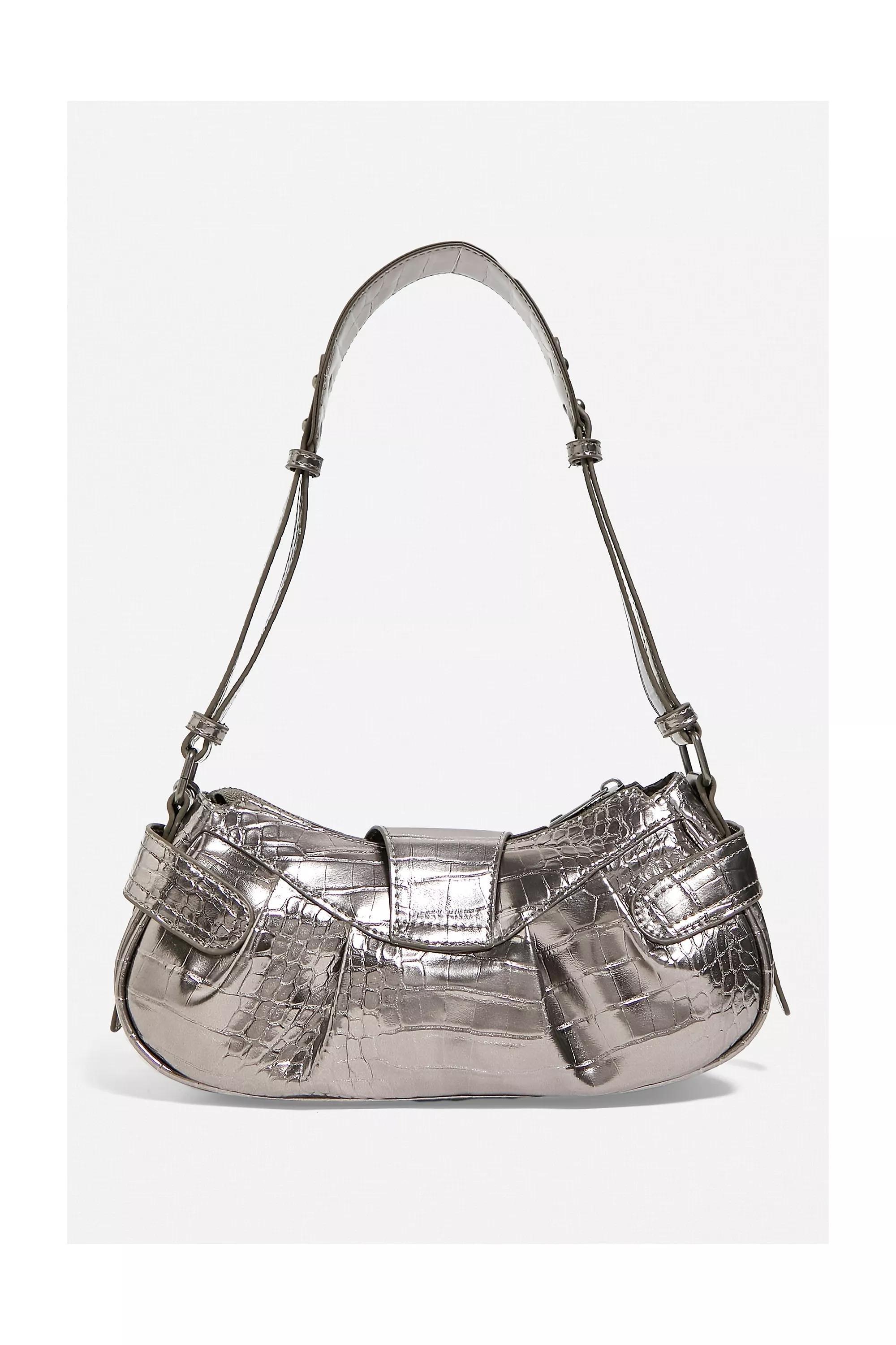 Silver Y2K Biker Shoulder Bag, , large image number 2