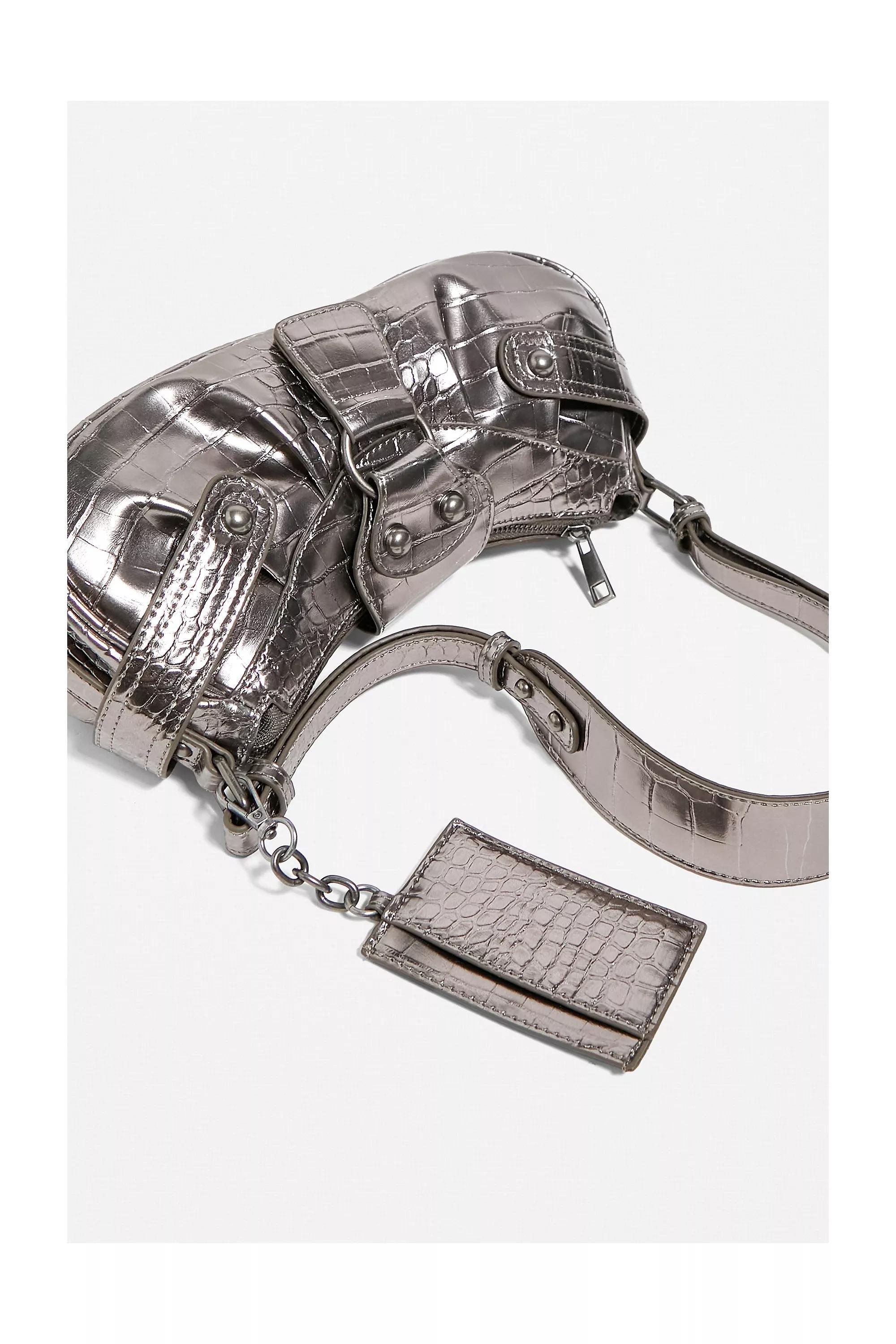 Silver Y2K Biker Shoulder Bag, , large image number 3