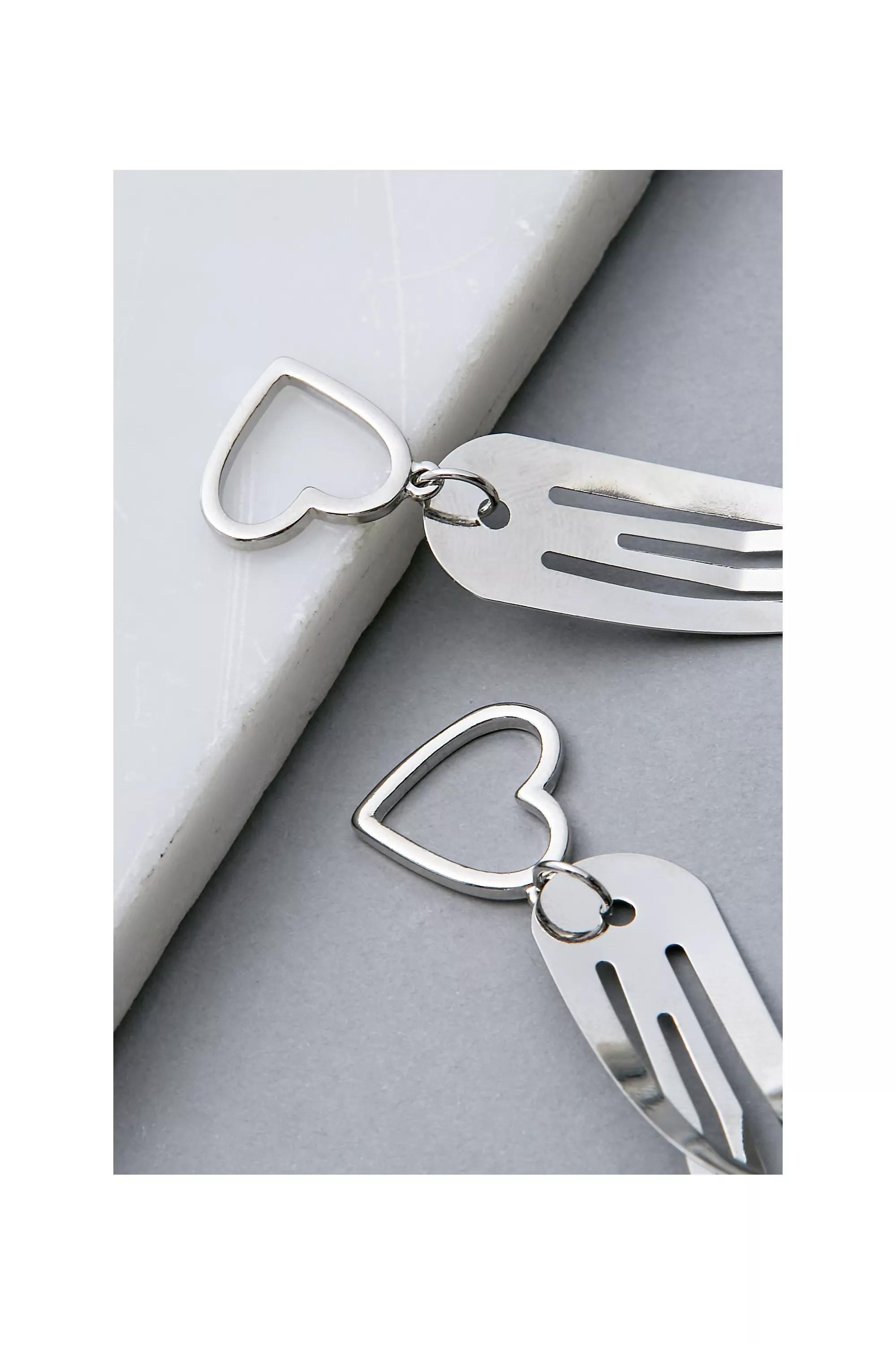 Silver Heart Charm Snap Clips 2-Pack, , large image number 4