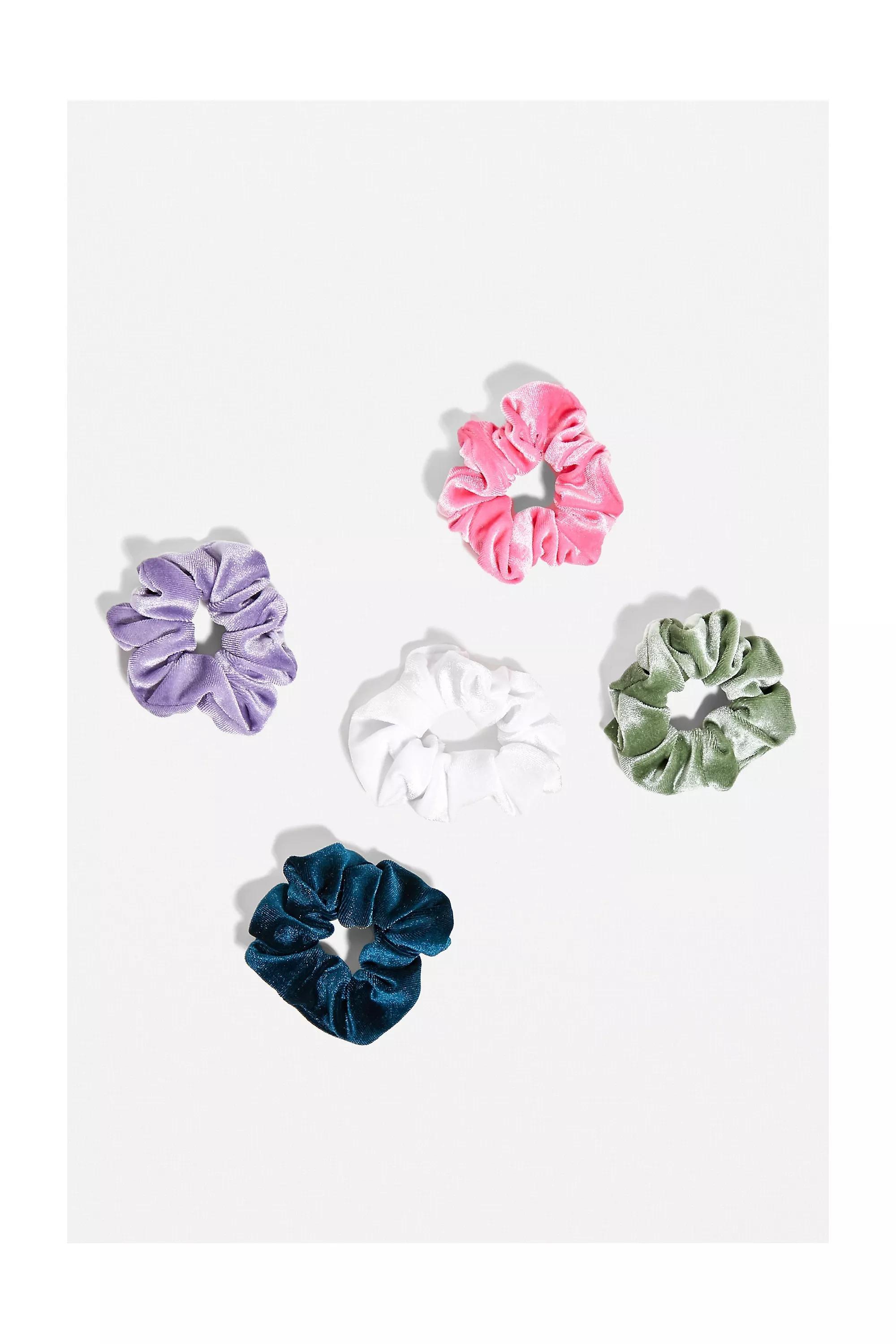 ASSORT Plain Velvet Scrunchies 5-Pack, , large image number 1