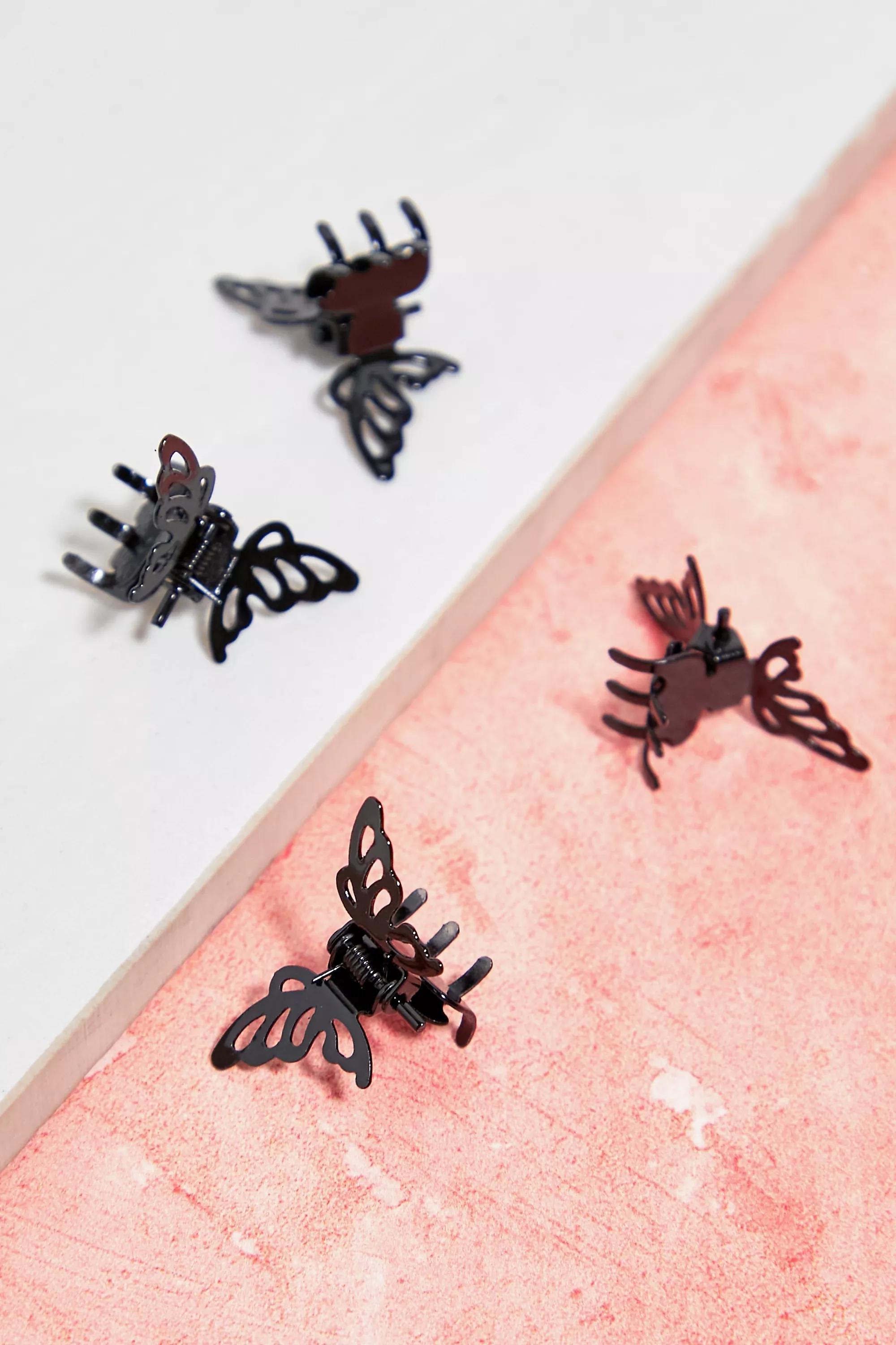 Black Mini Butterfly Clips, , large image number 0
