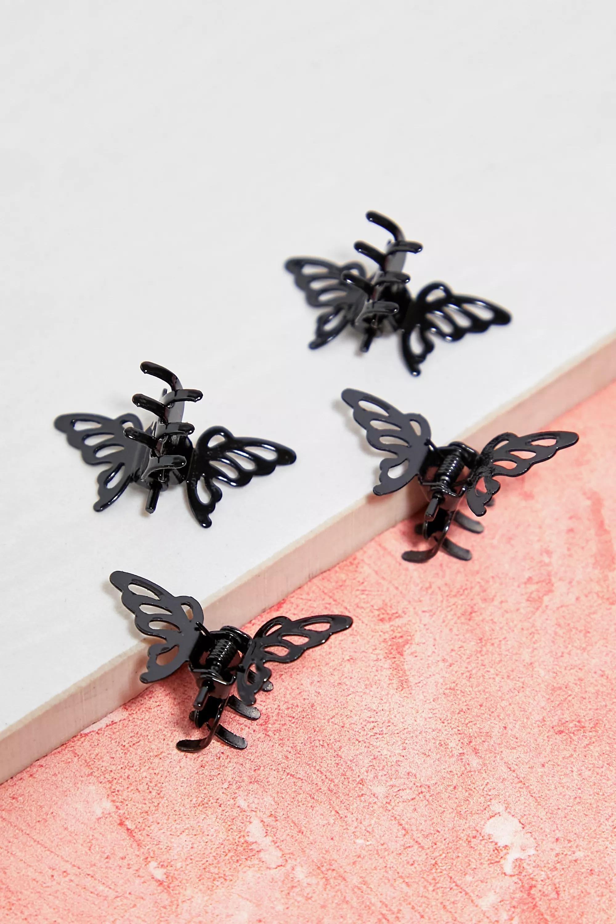 Black Mini Butterfly Clips, , large image number 3