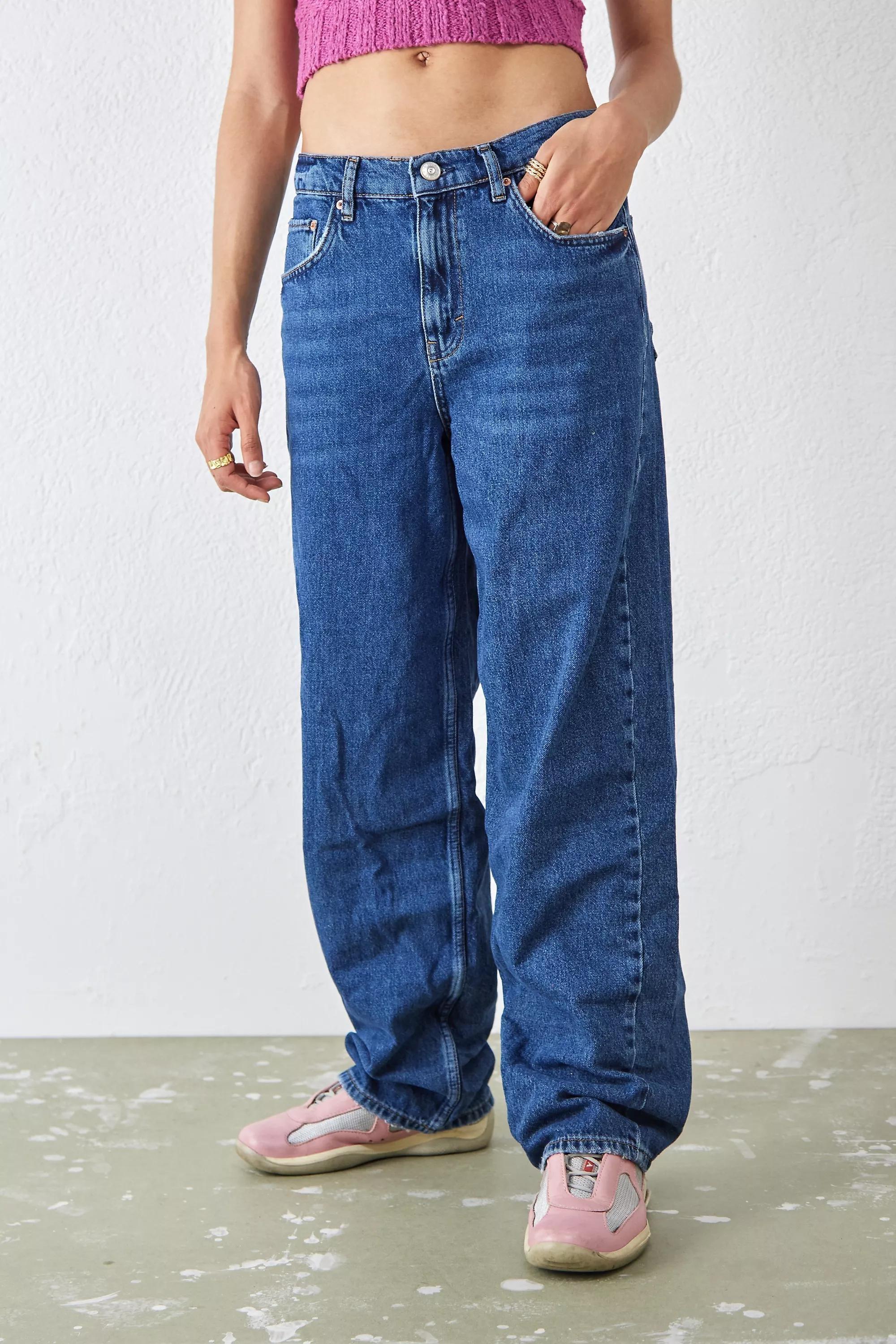 Blue Denim Vintage Wash Boyfriend Jeans, , large image number 0