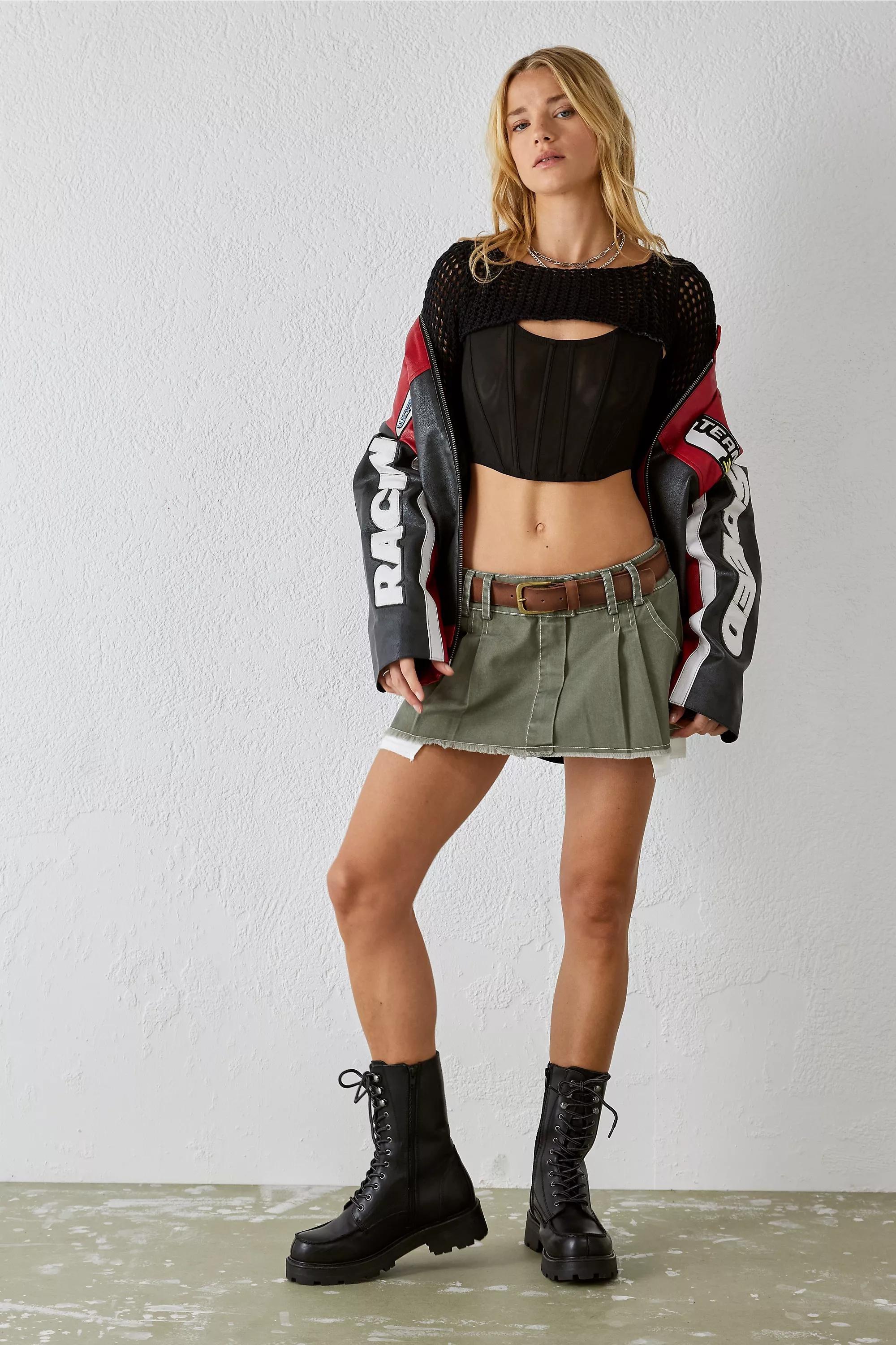 Khaki Bdg Low Rise Mini Skirt