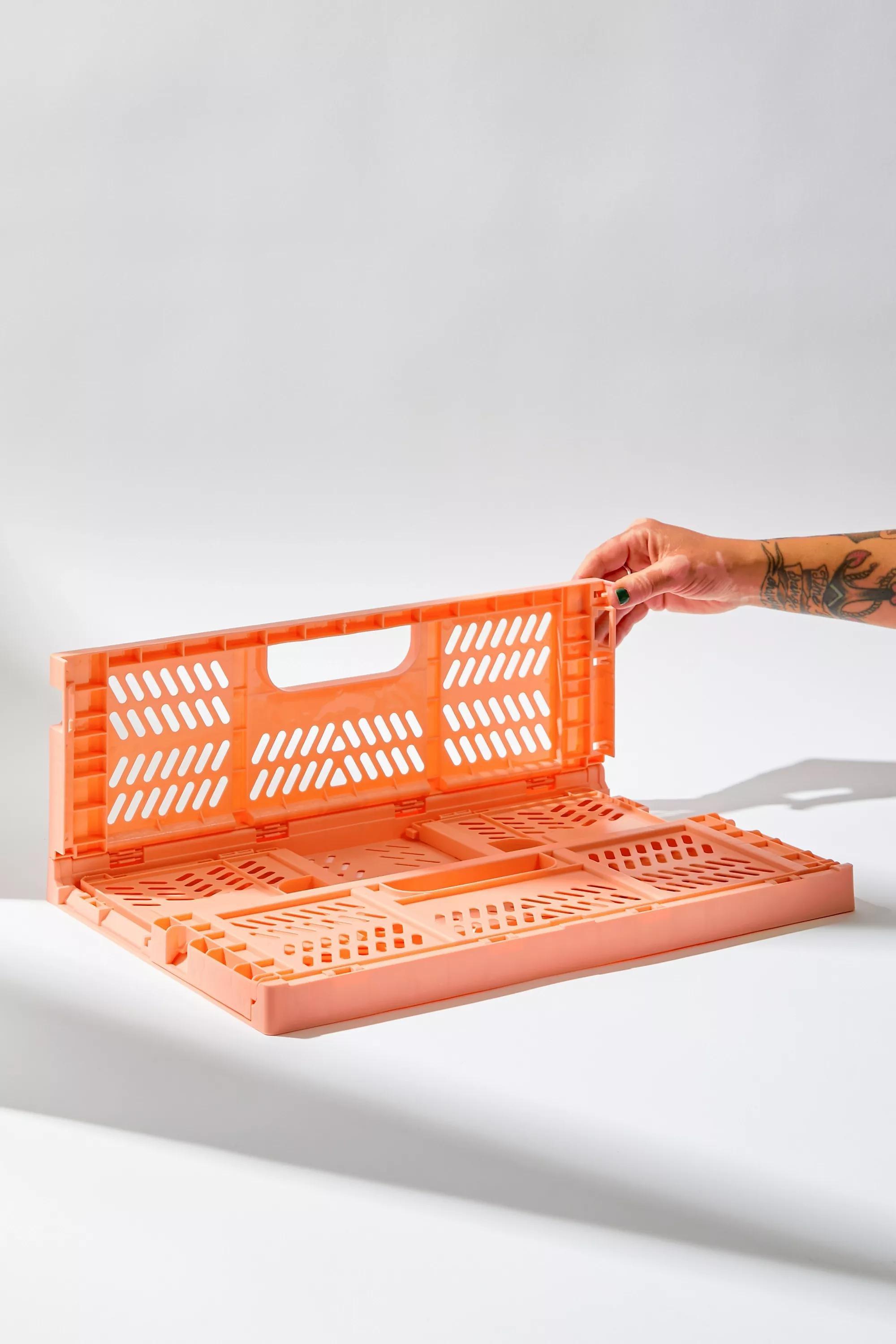 Peach Felix Pink Large Folding Storage Crate, , large image number 2