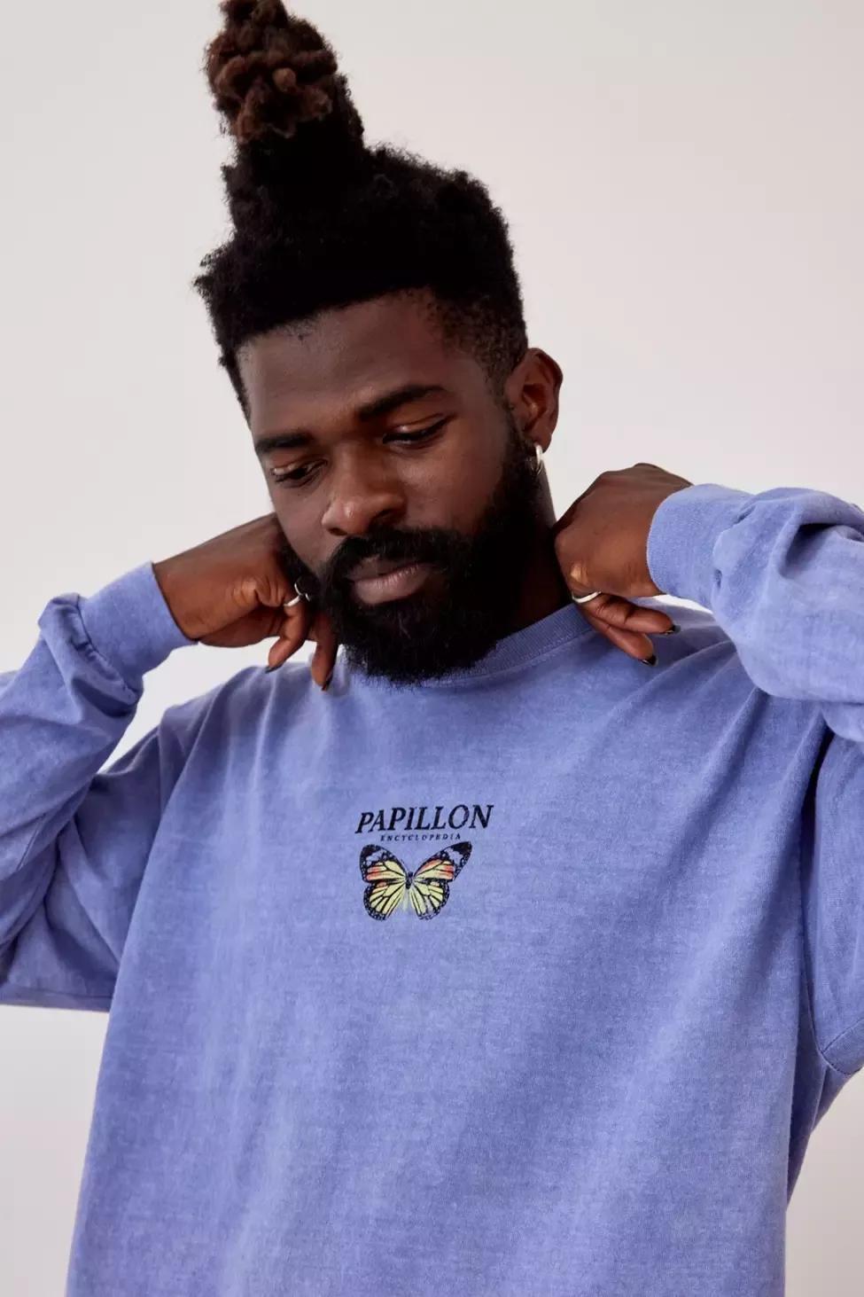 Blue Papillion Long-Sleeves T-Shirt, , large image number 4