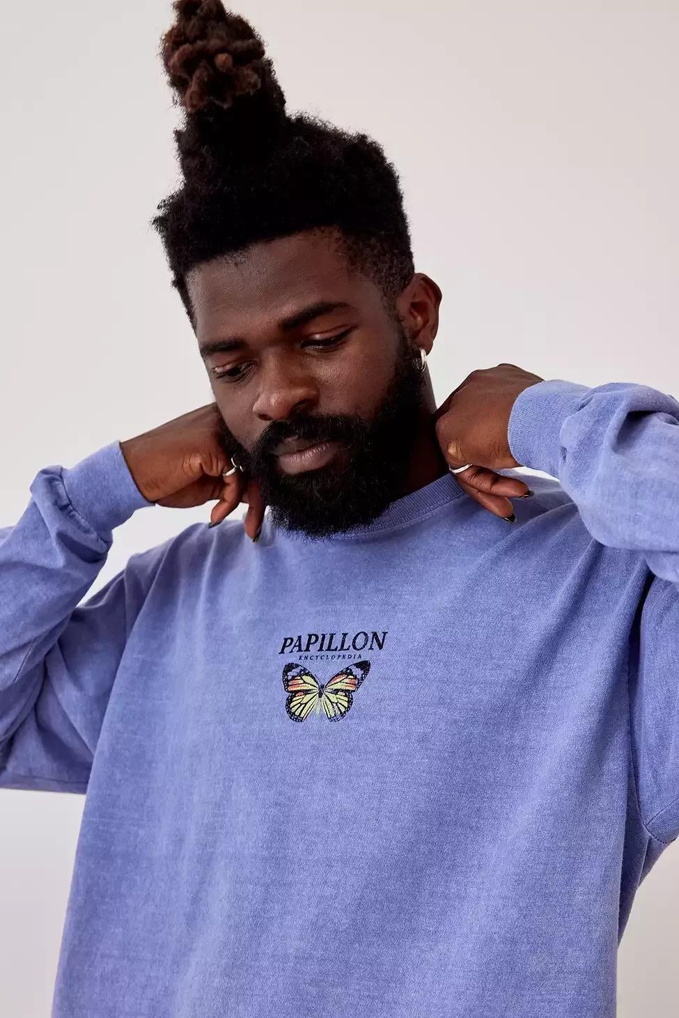 Blue Papillion Long-Sleeves T-Shirt, , large image number 5
