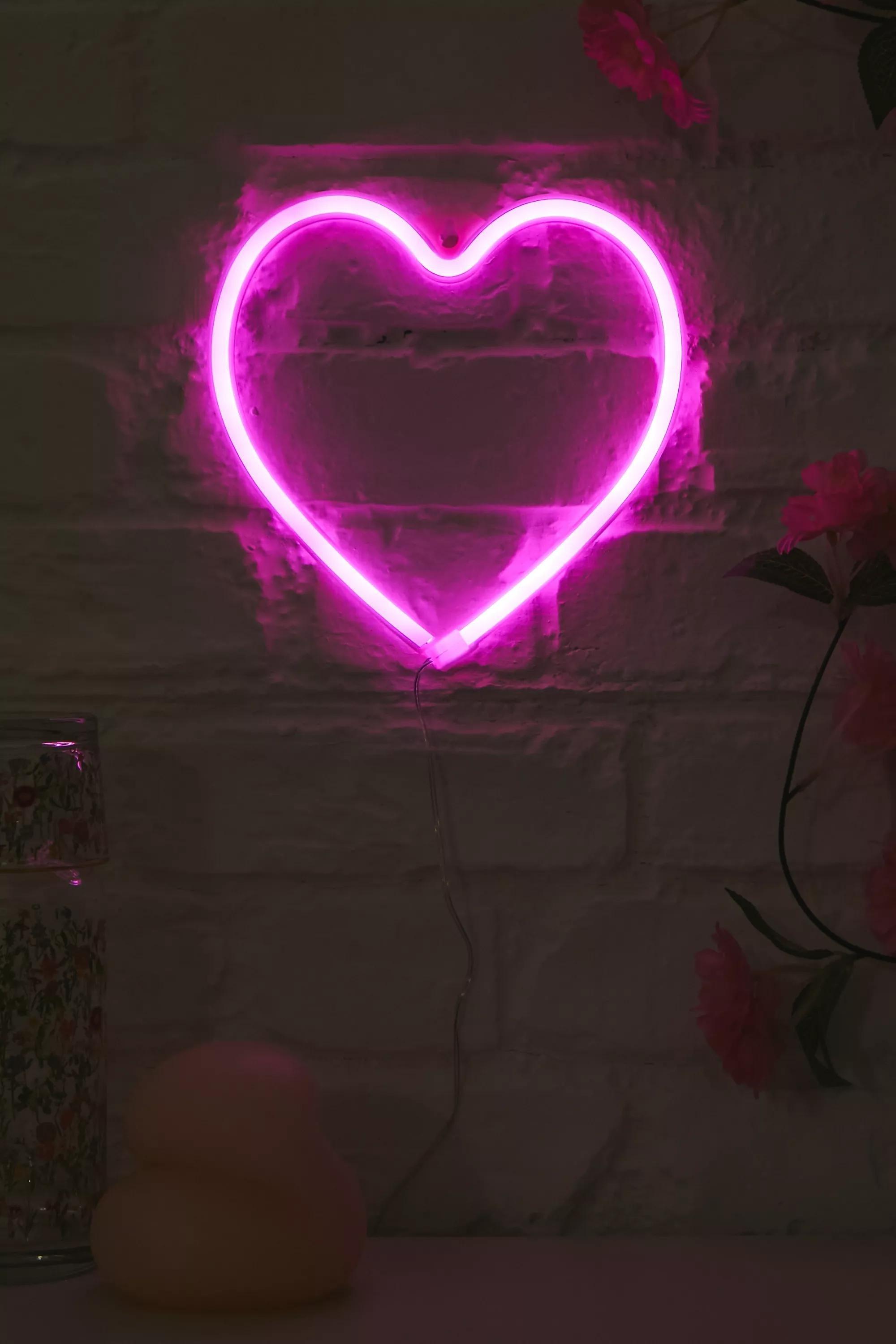 Pink Mini Led Heart Neon Sign, PINK, large image number 0
