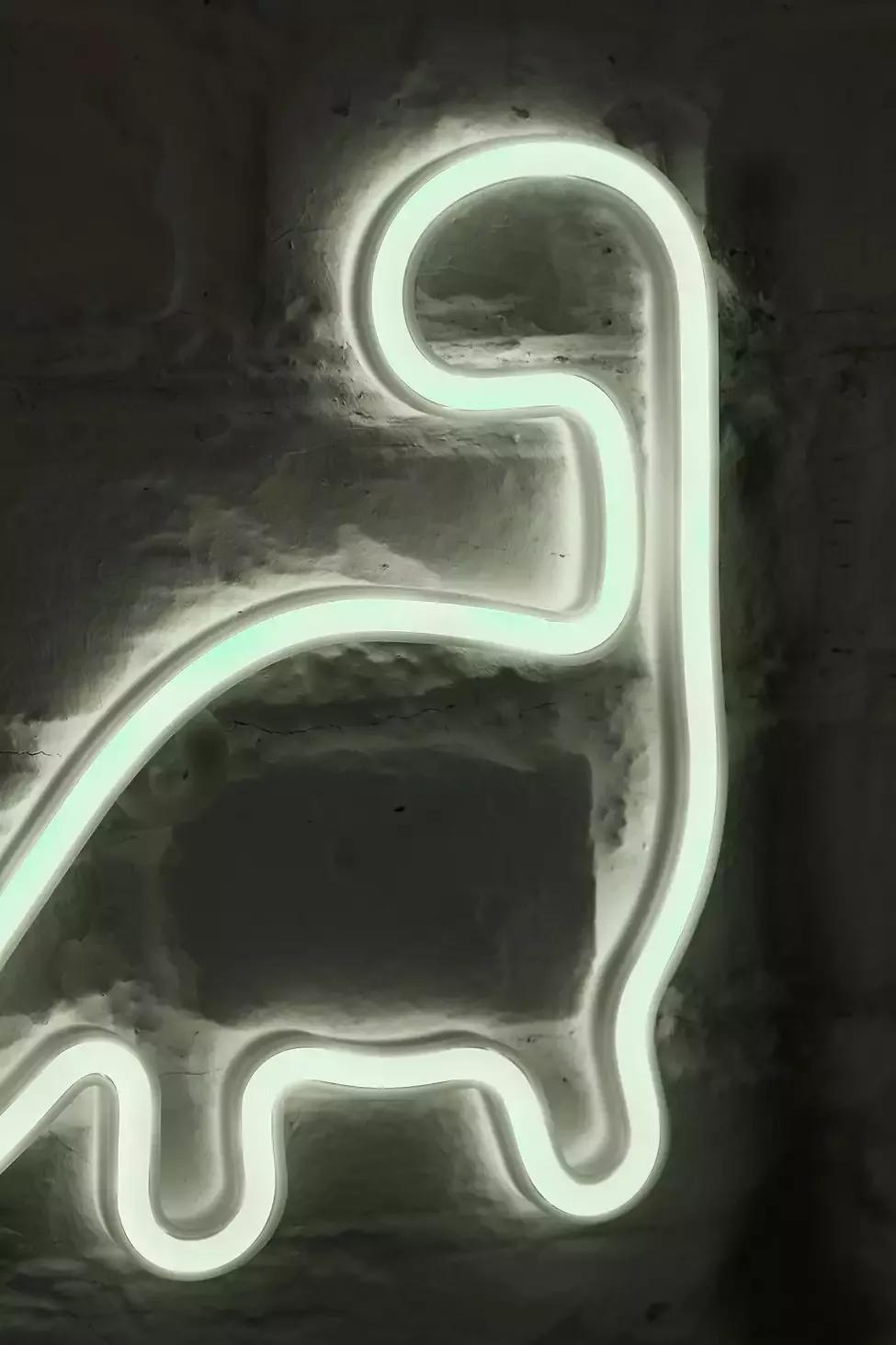 White Mini Led Dinosaur Neon Sign, , large image number 1