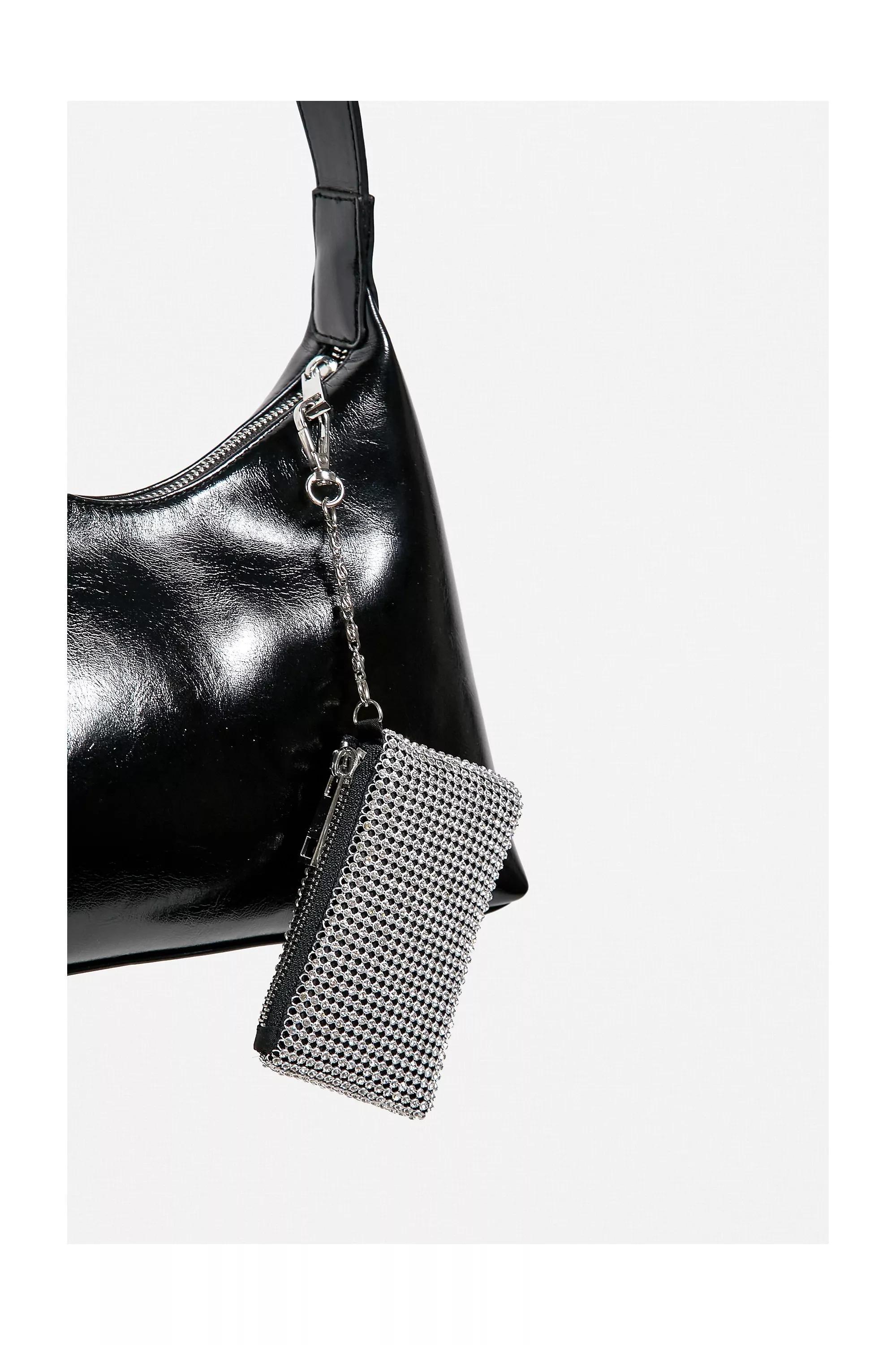 Silver Clip-On Diamante Purse, , large image number 0