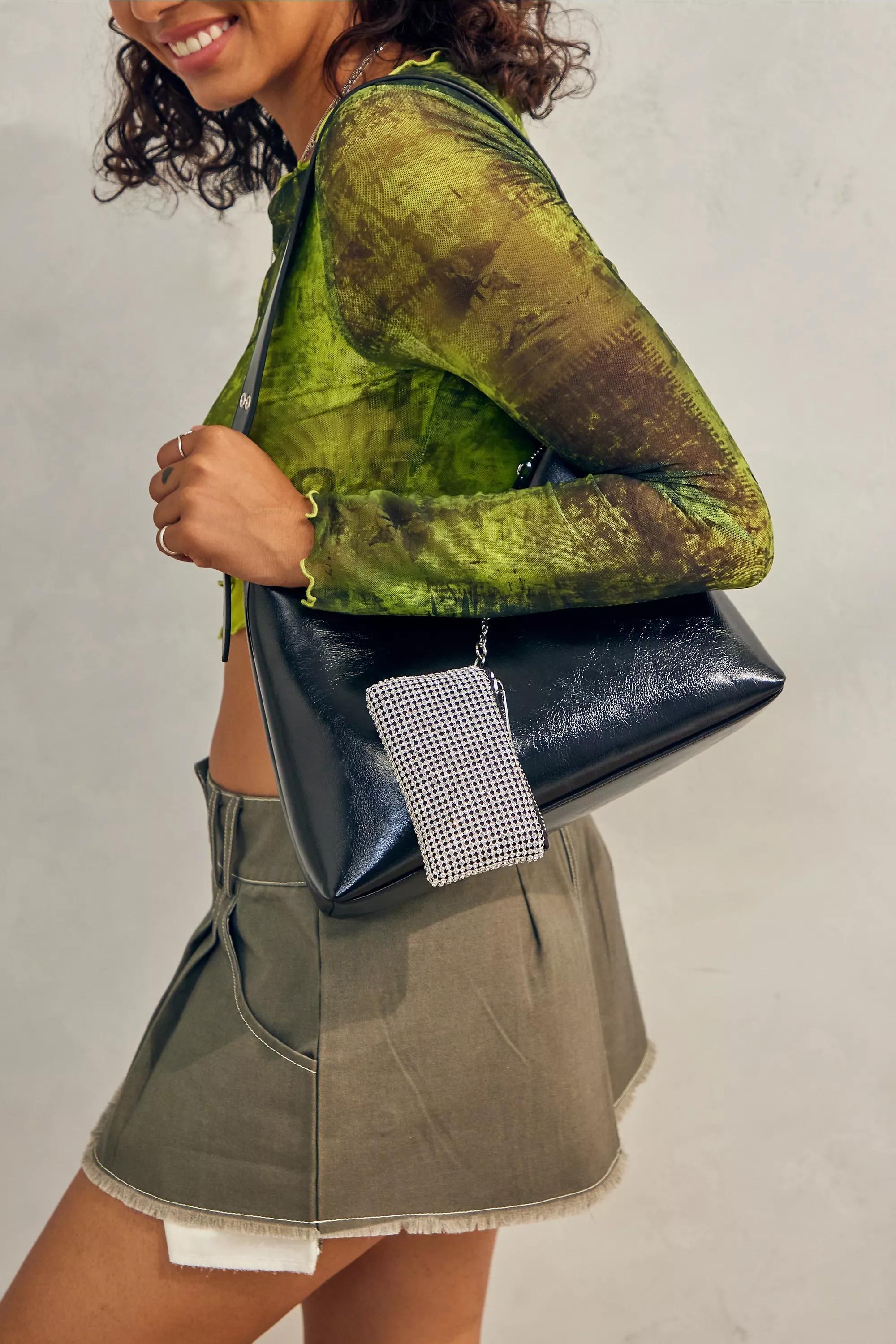 Silver Clip-On Diamante Purse, , large image number 1