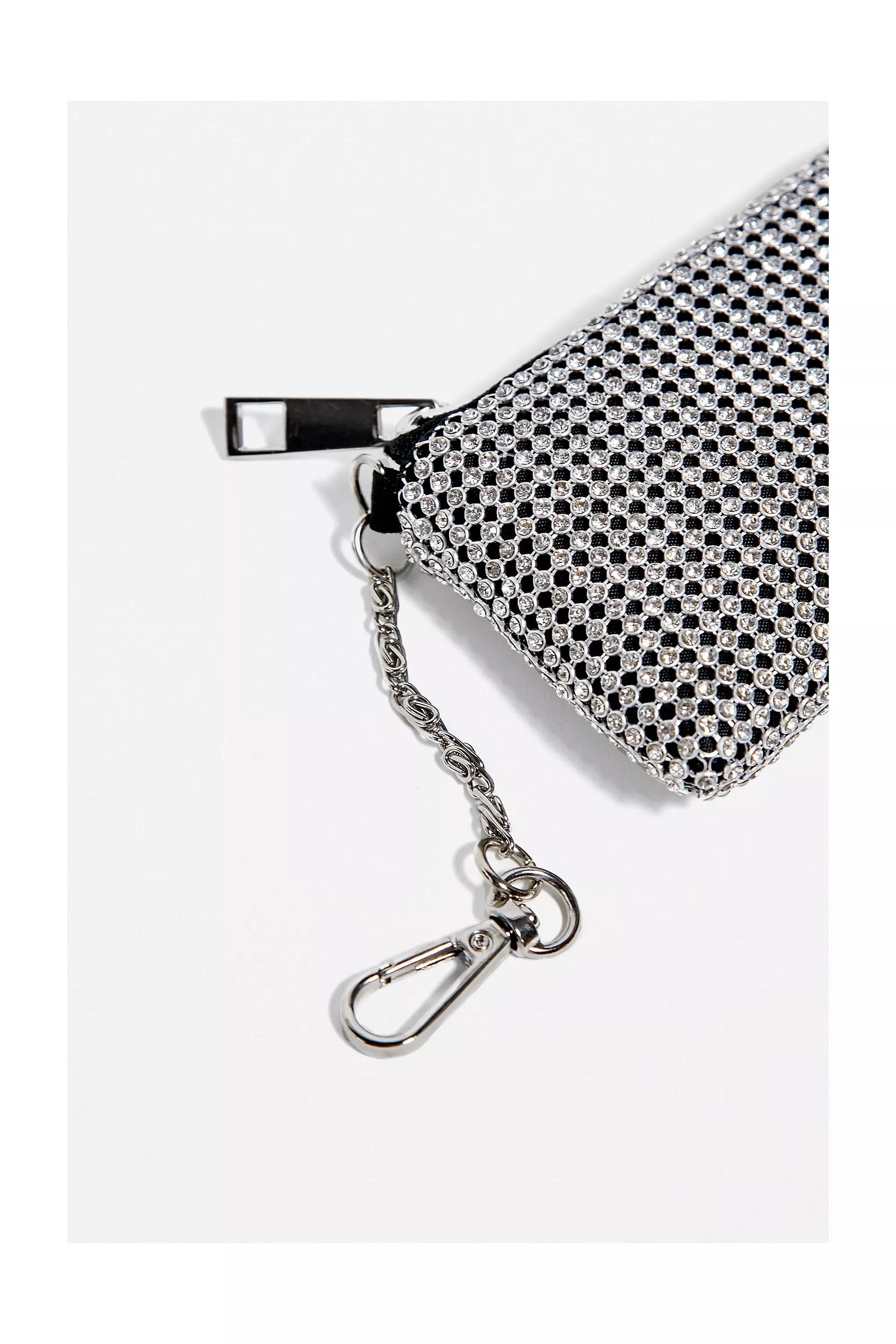 Silver Clip-On Diamante Purse, , large image number 3