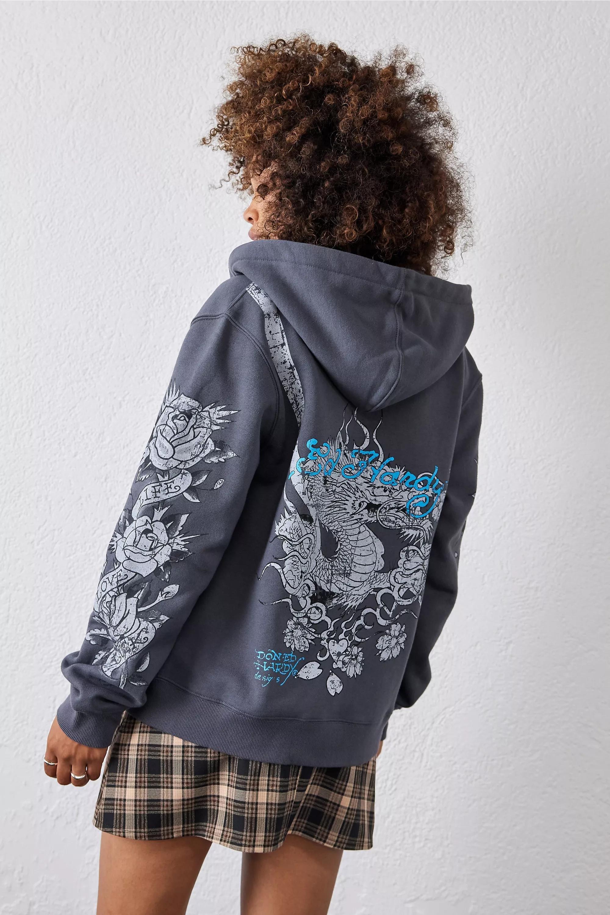 Urban Outfitters Black Ed Hardy Dragon Zip Through Hoodie Azadea UAE