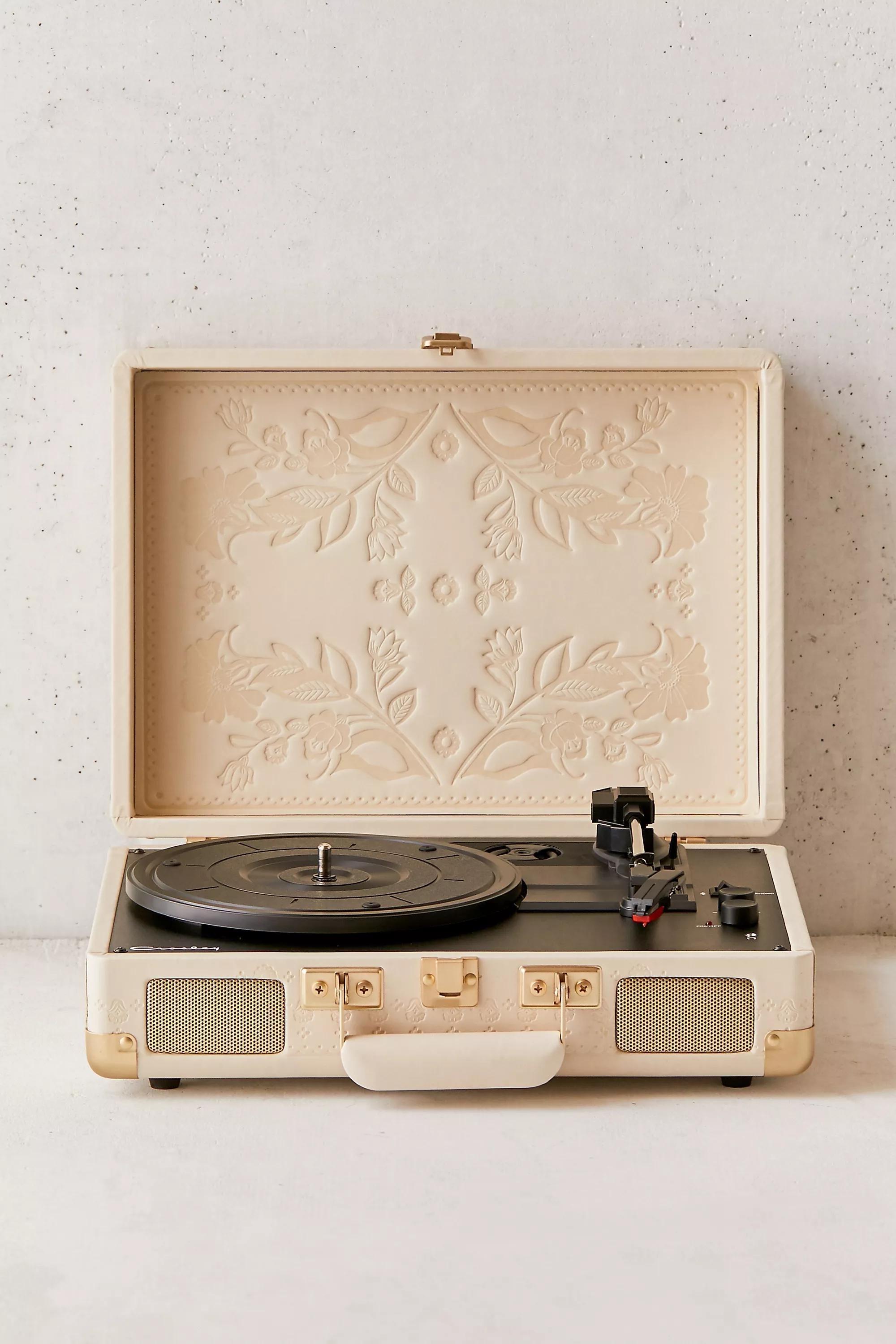 Cream Crosley Uo Exclusive Folklore Floral Cruiser Vinyl Record Player With Bluetooth Input And Output, CREME, large image number 0