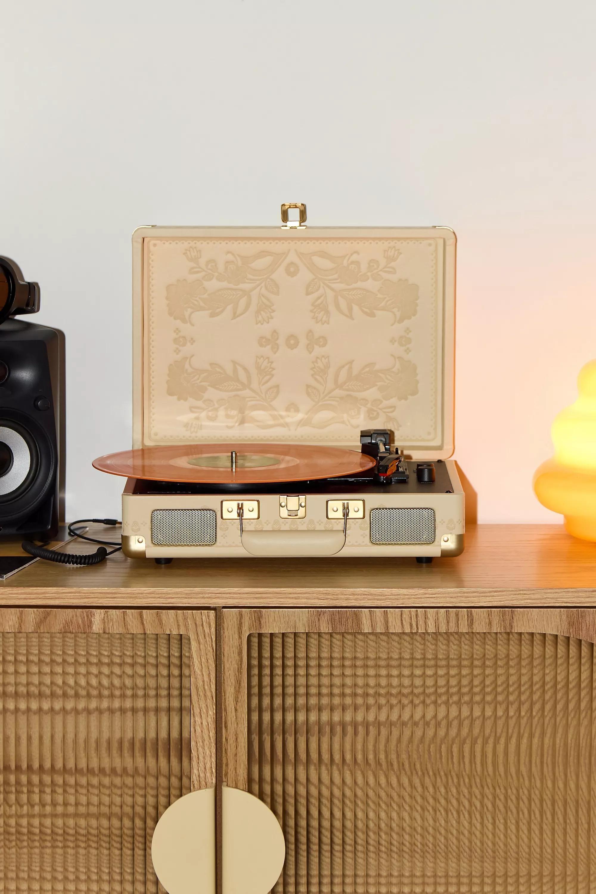 Cream Crosley Uo Exclusive Folklore Floral Cruiser Vinyl Record Player With Bluetooth Input And Output, CREME, large image number 0