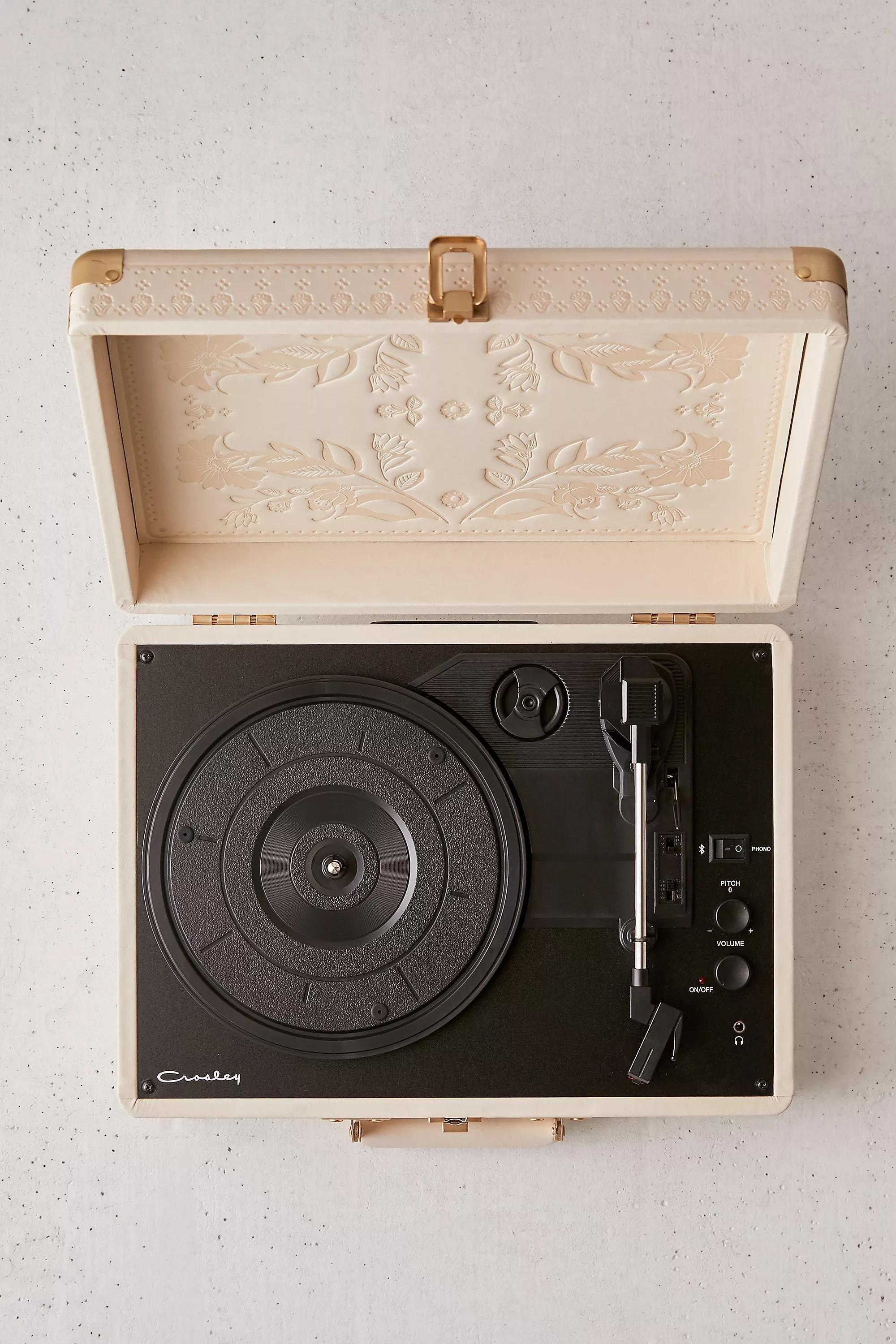 Cream Crosley Uo Exclusive Folklore Floral Cruiser Vinyl Record Player With Bluetooth Input And Output, CREME, large image number 1