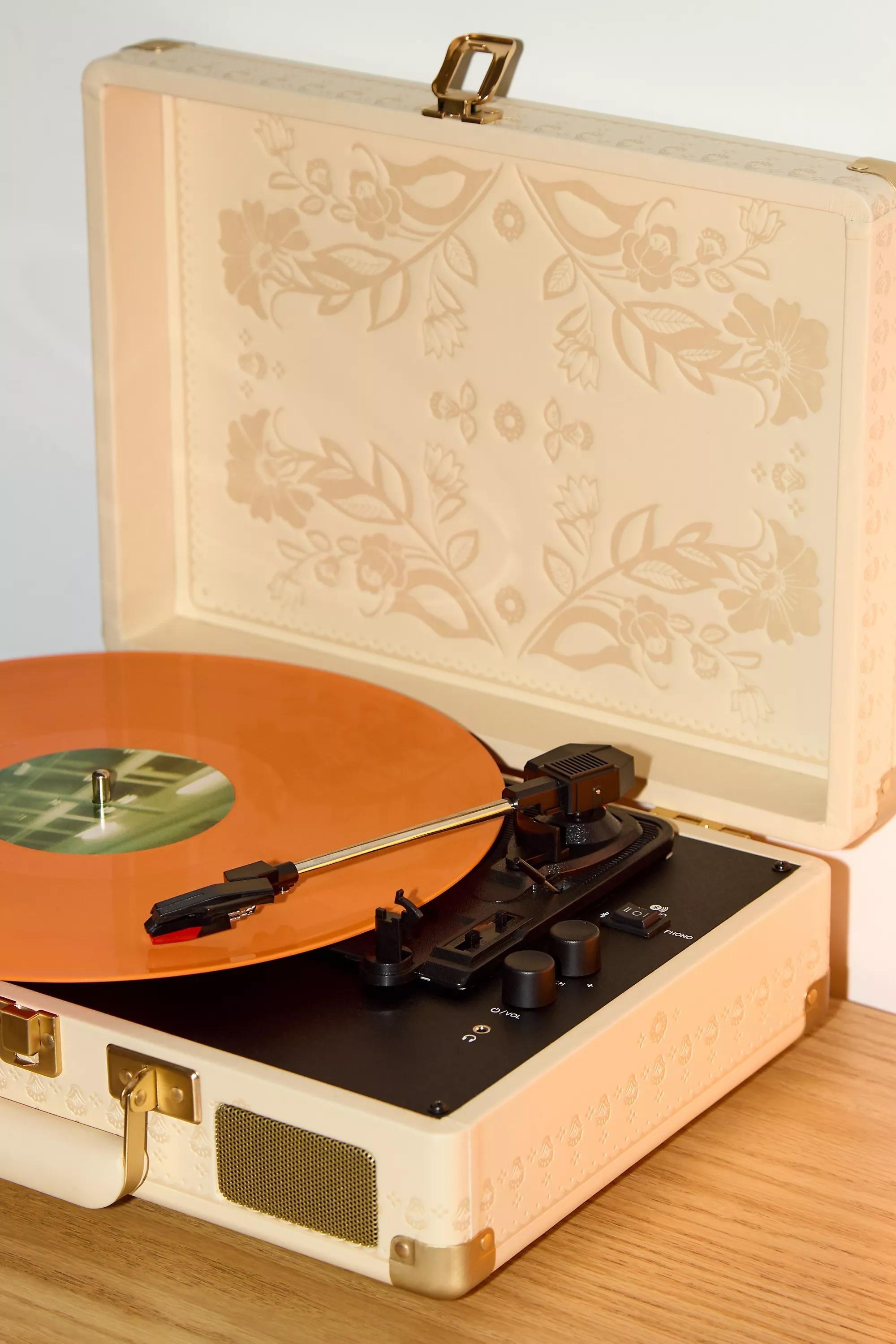 Cream Crosley Uo Exclusive Folklore Floral Cruiser Vinyl Record Player With Bluetooth Input And Output, CREME, large image number 1